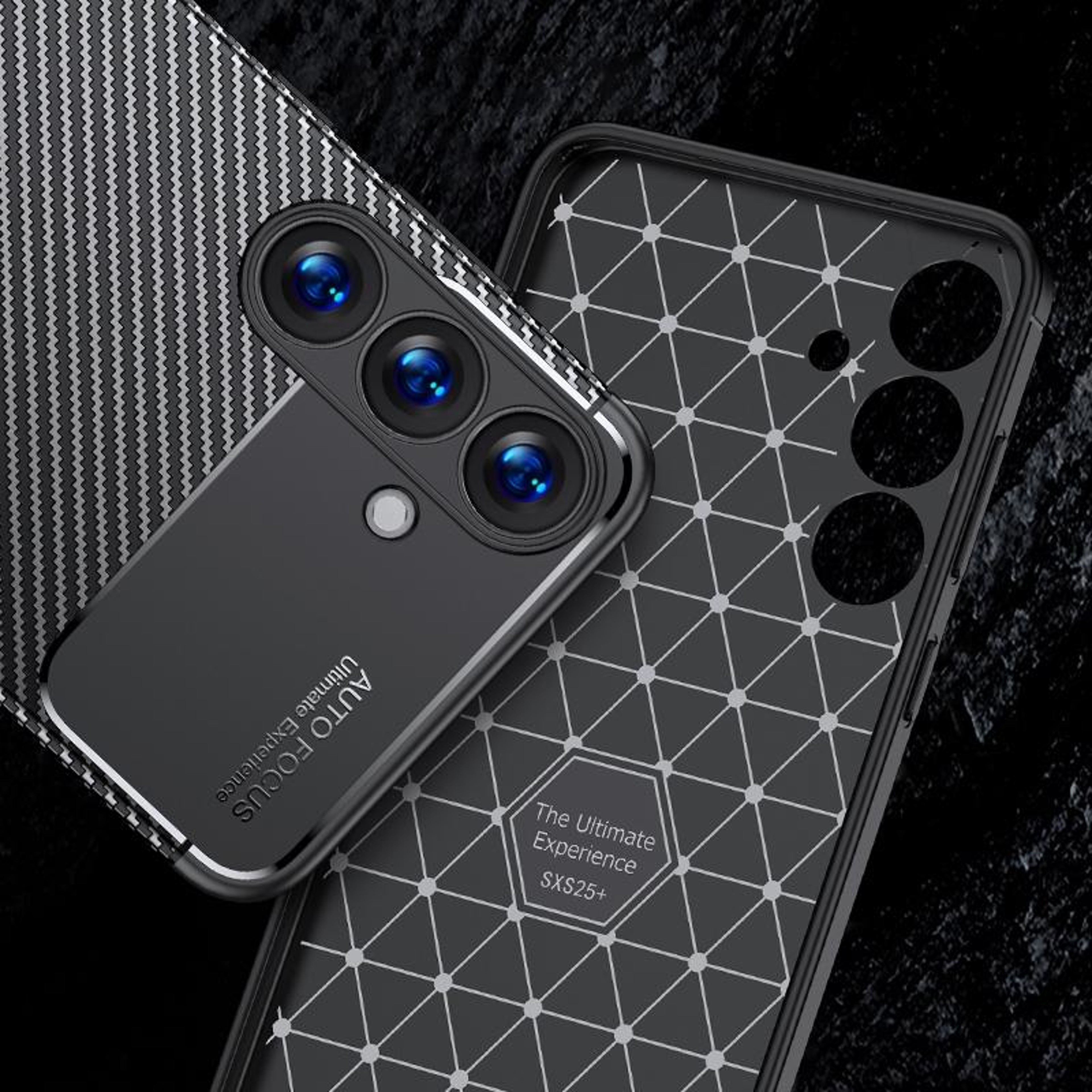 Samsung Galaxy S25 Plus 5G Shockproof TPU Case Carbon Fiber Texture Black – view 3