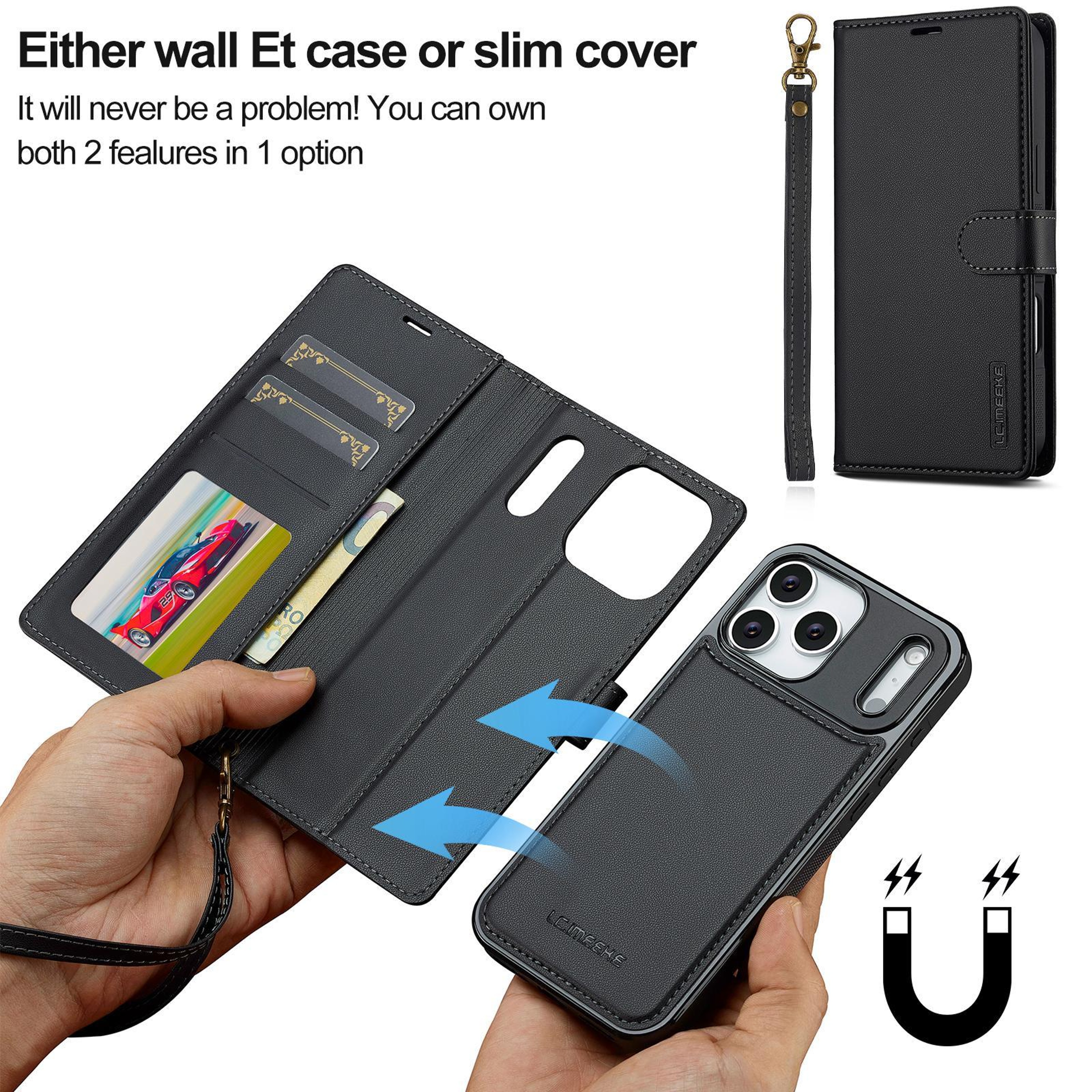 IPhone 17 Pro MagSafe Wallet Case With Detachable Cover And Lanyard 7