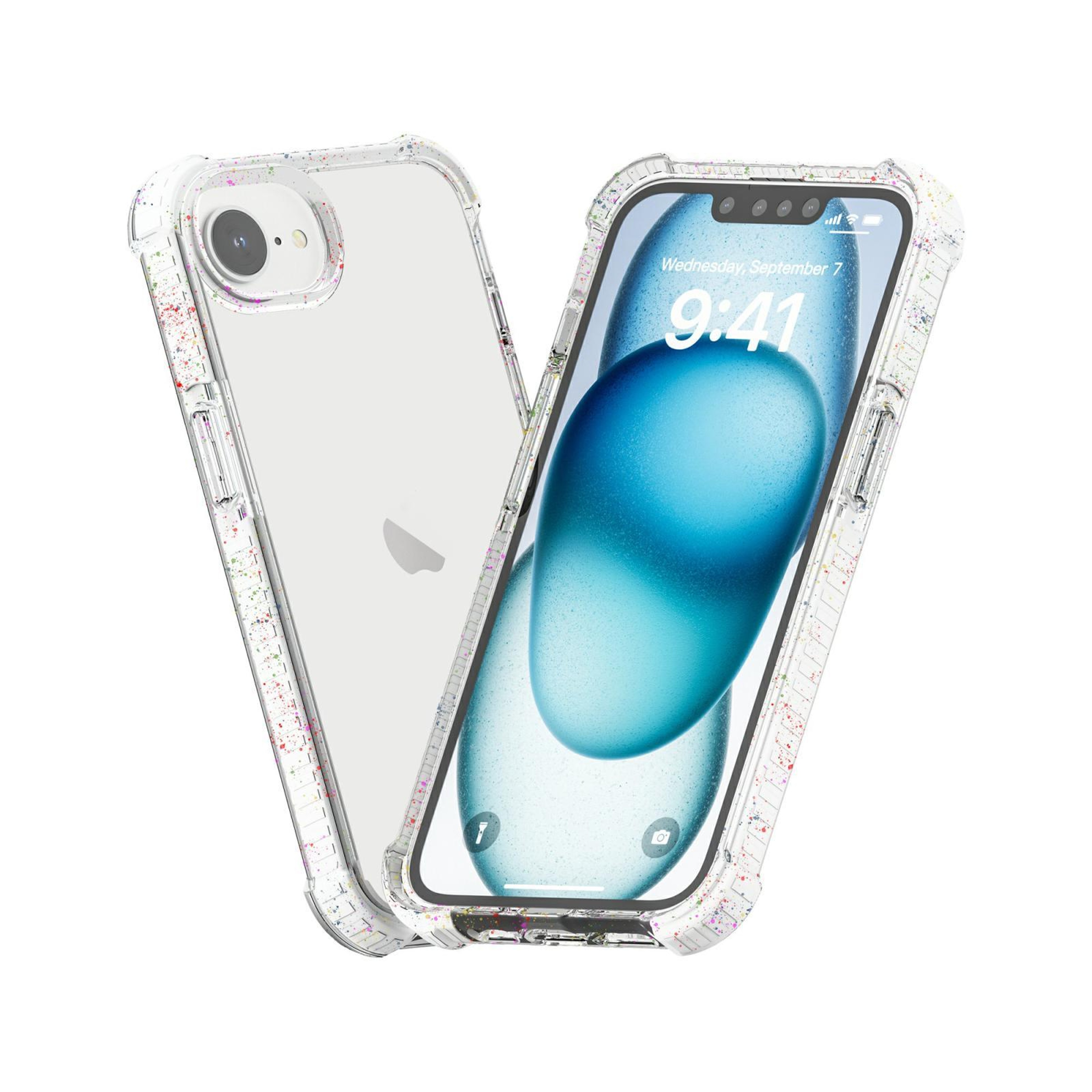 Clear Protective iPhone 17e Case and iPhone 16e Case with Acrylic Back and White Color Accents – view 2