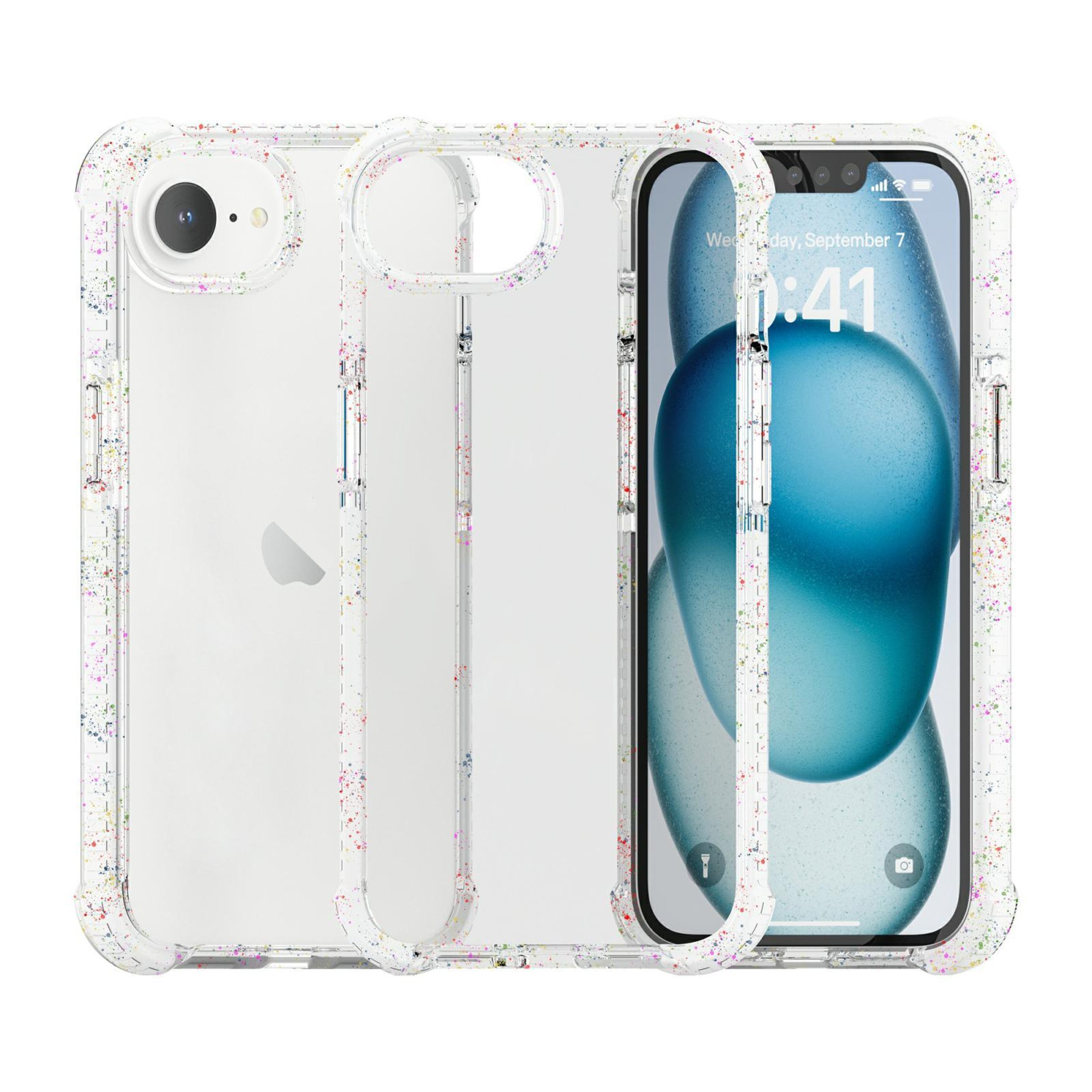 Clear Protective iPhone 17e Case and iPhone 16e Case with Acrylic Back and White Color Accents – view 5