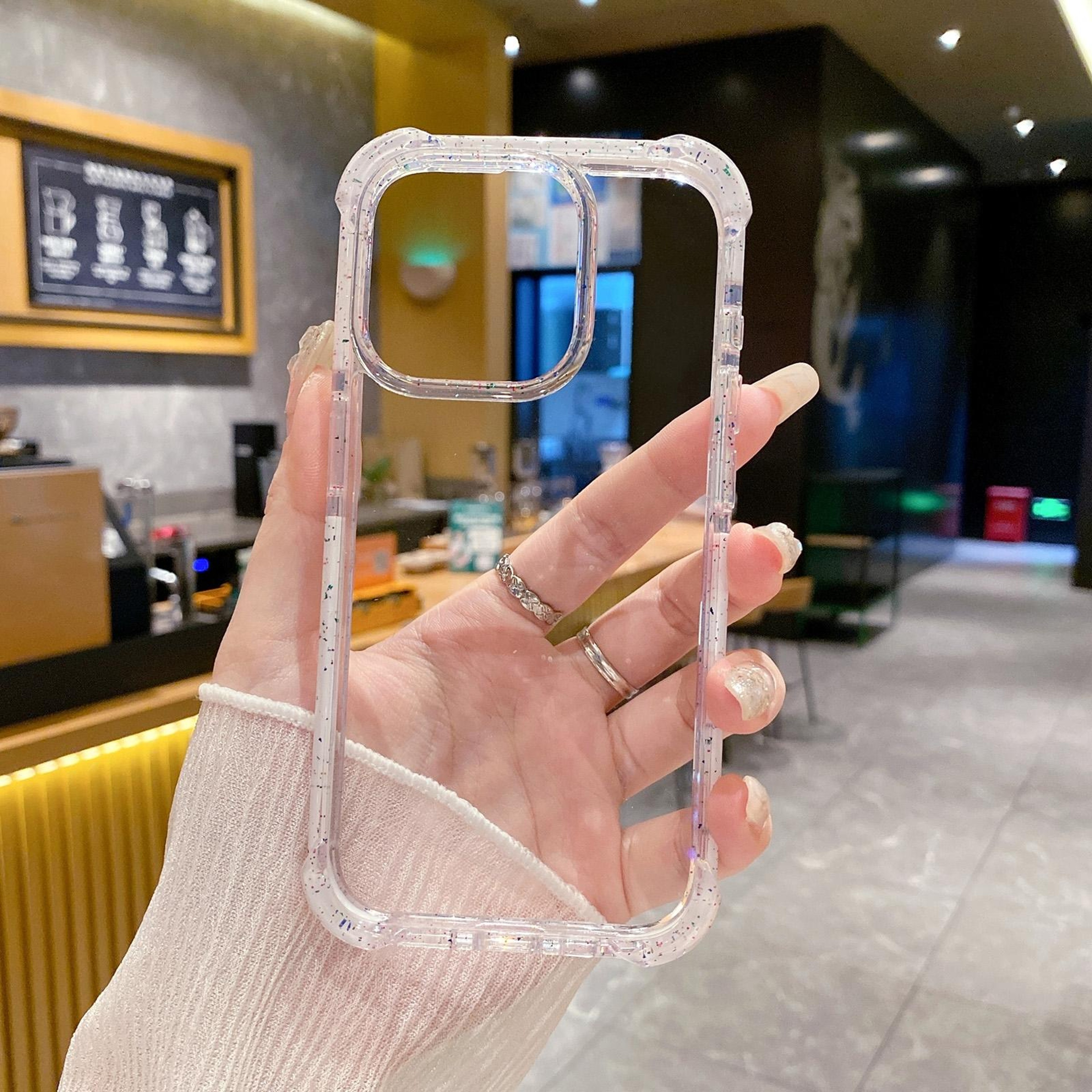 iPhone 15 Pro Clear Acrylic Protective Case with White Accents and Raised Camera Protection – view 3