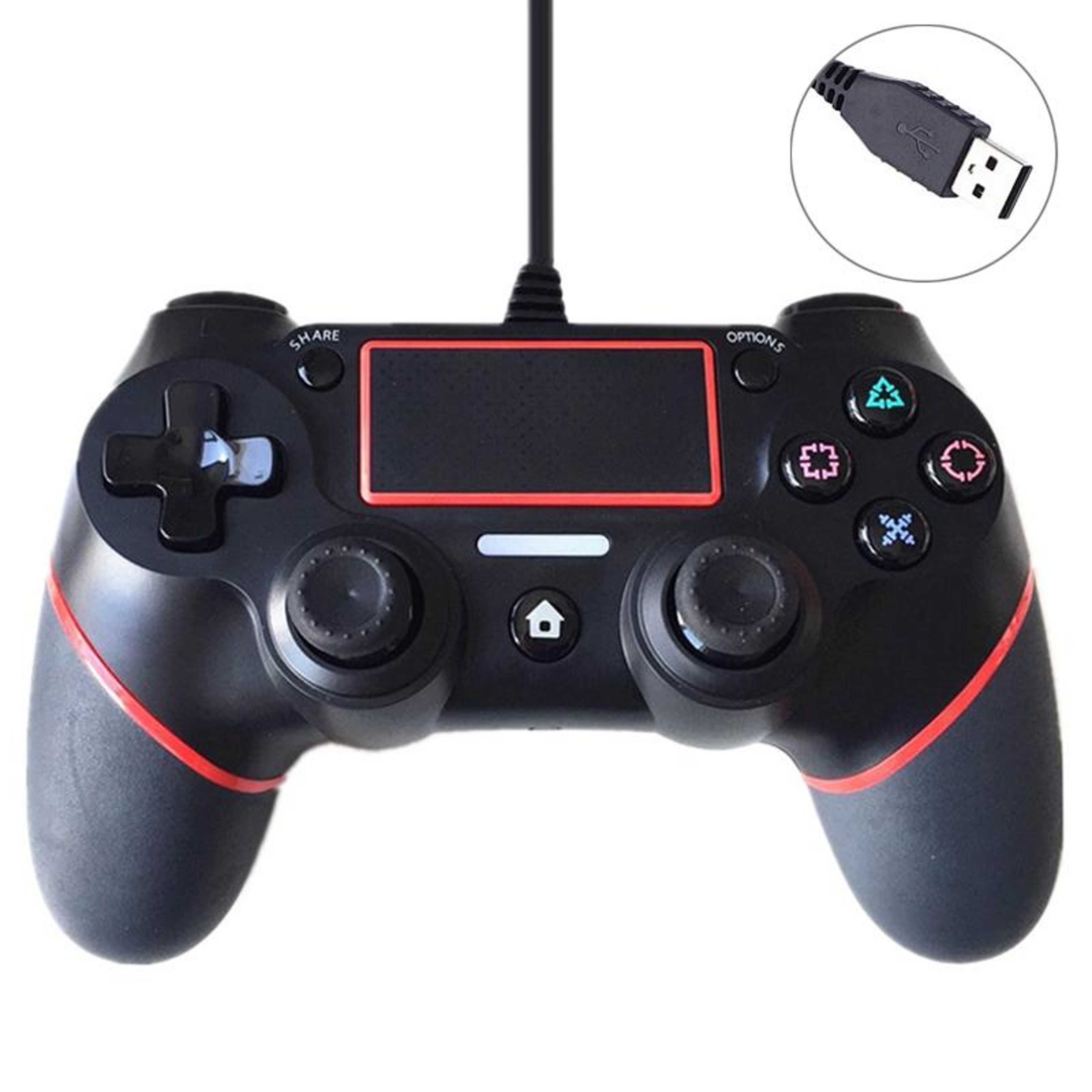 Blue Wired PS4 Controller With Touchpad Share Button Light Bar And BuiltIn Speaker 4