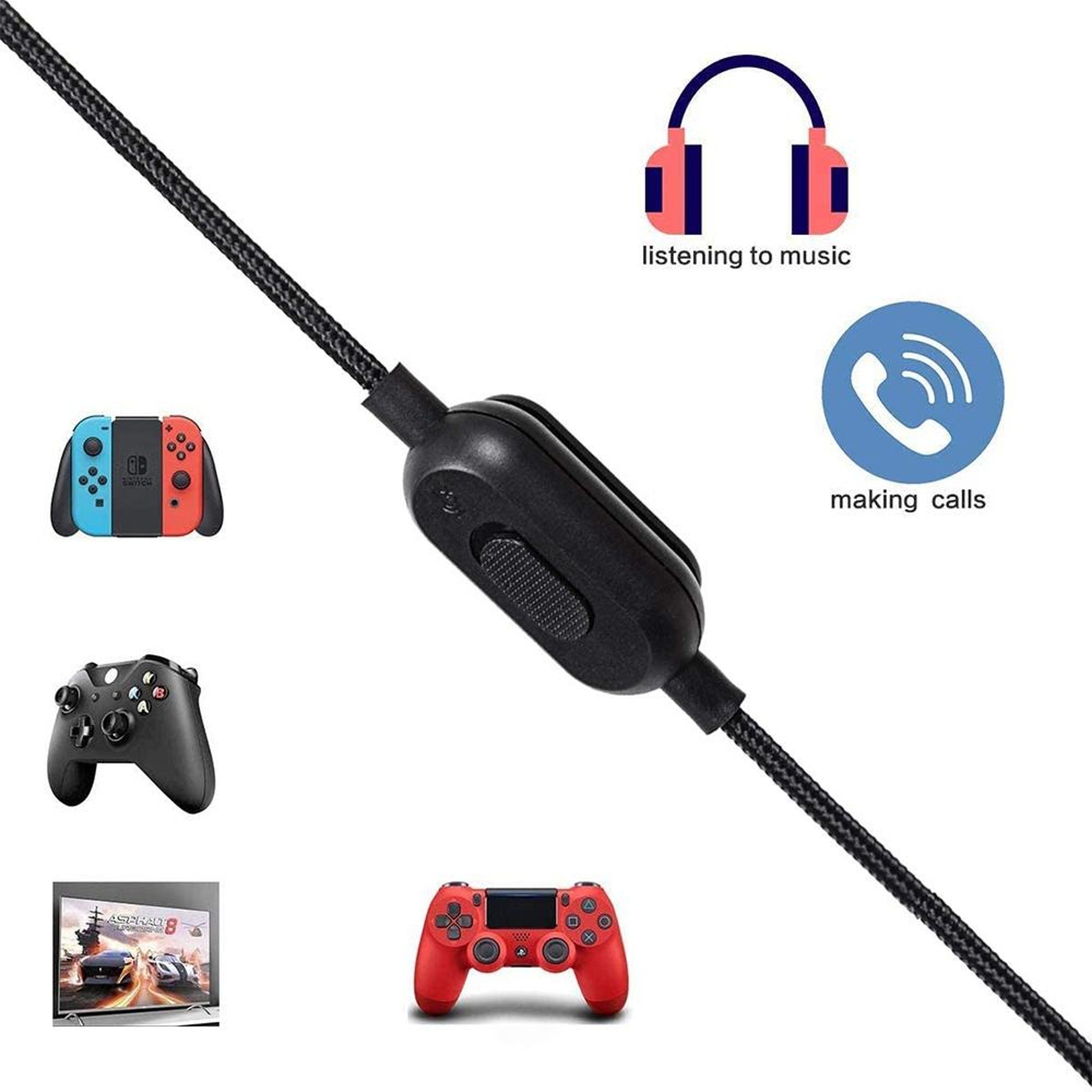 Logitech G Pro X Replacement Cable 2m 3.5mm Gaming Headset Cable with Volume and Mute Control – view 4