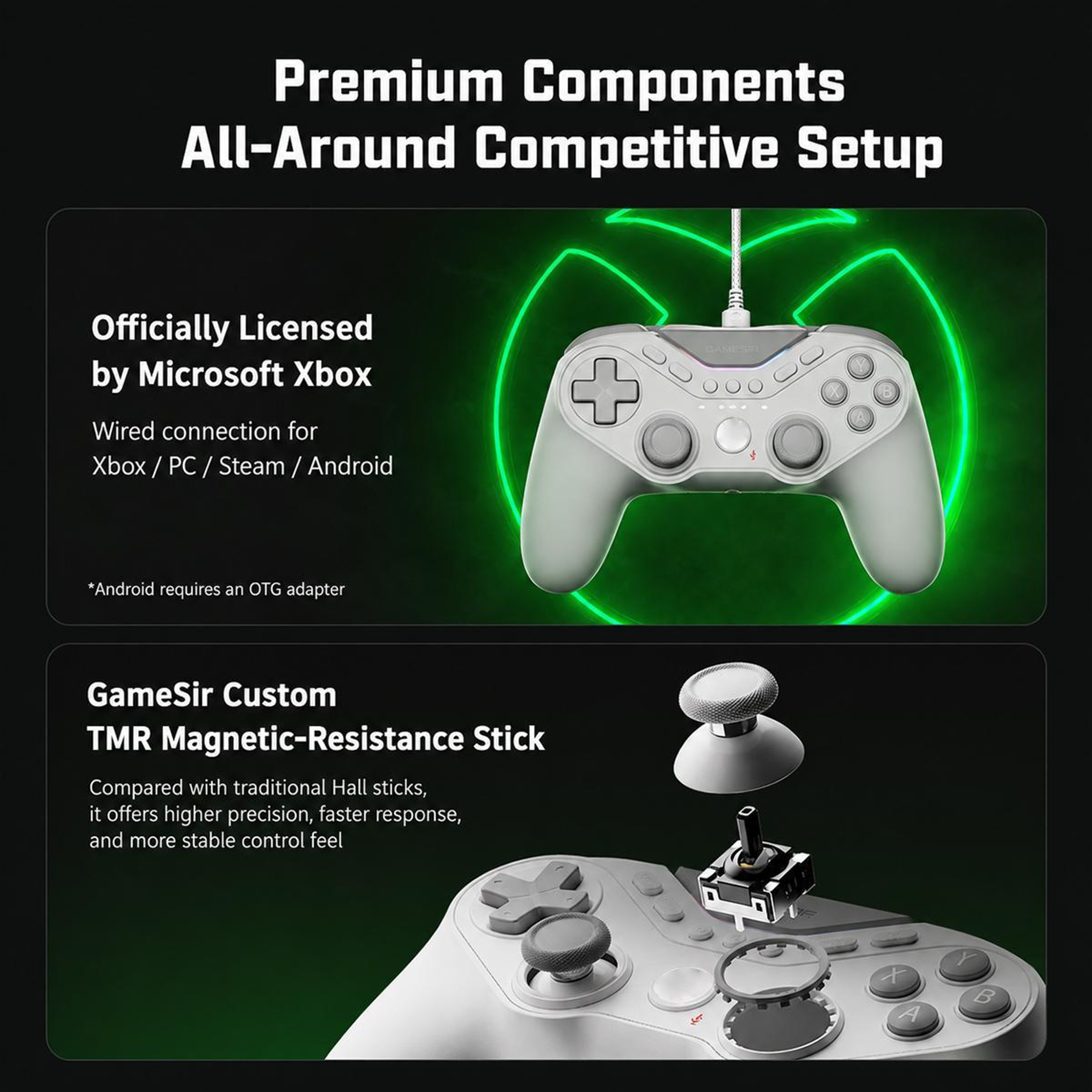 GameSir T3 Pro Tarantula Wired Xbox Controller with TMR Sticks and Hall Triggers – view 7