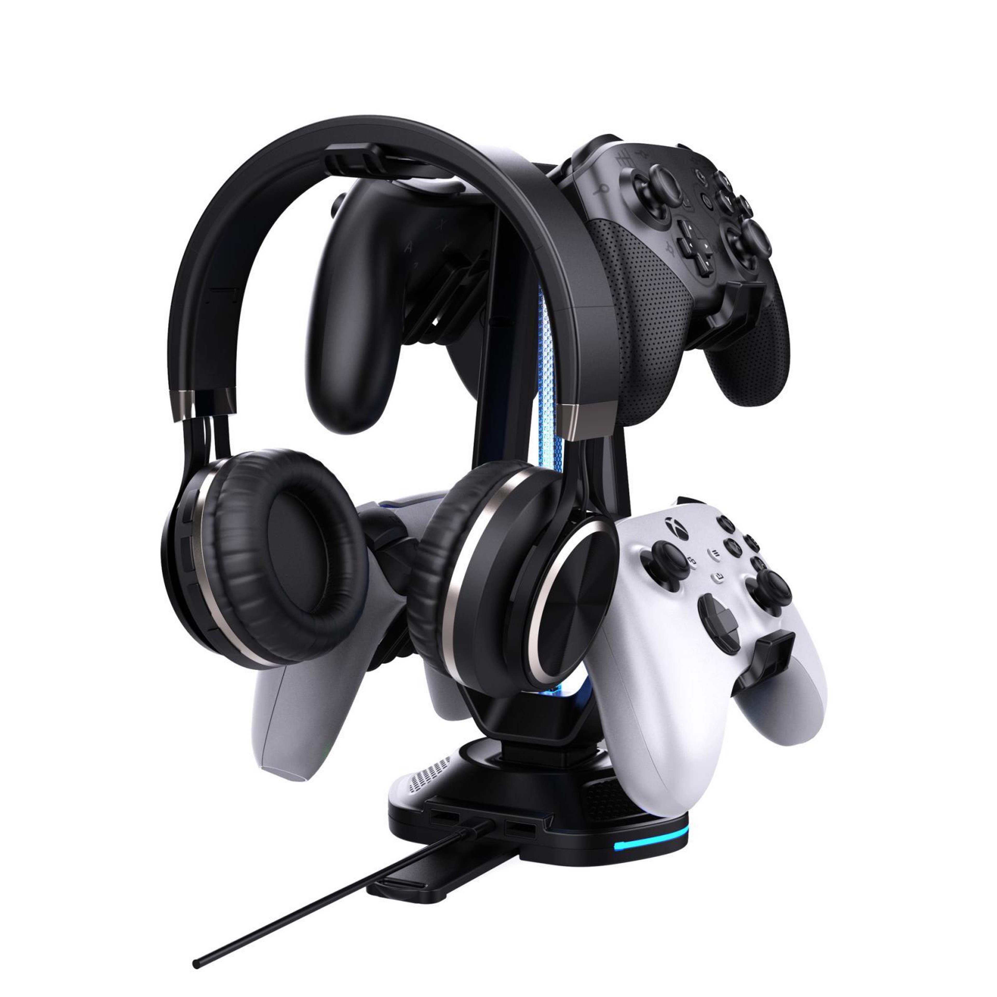 RGB Gaming Headset Stand with 4 Controller Holders and Dual USB Charging – view 4