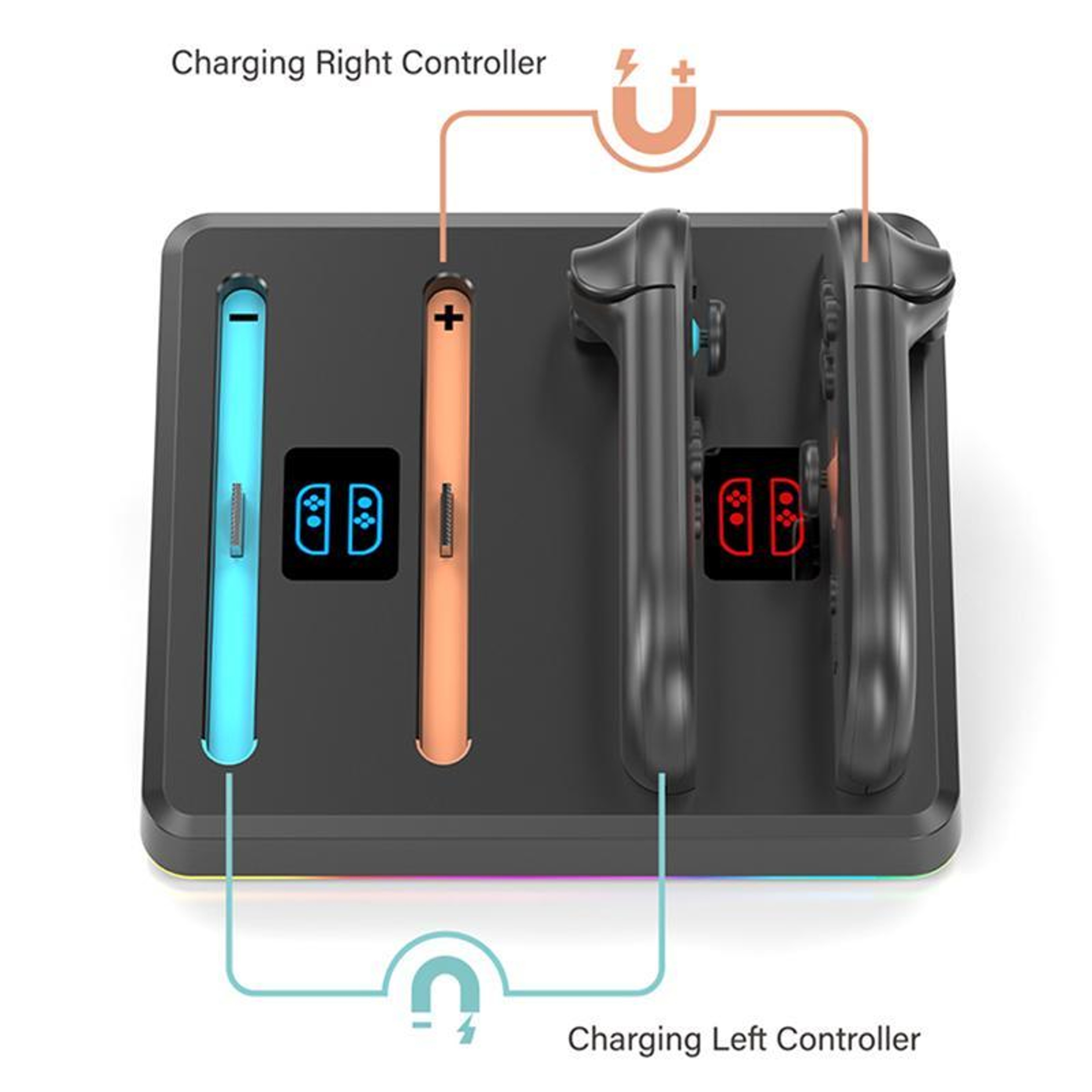 OIVO IV-SW224 Nintendo Switch 2 Controller Charger 4-Controller Magnetic Charging Stand – view 2