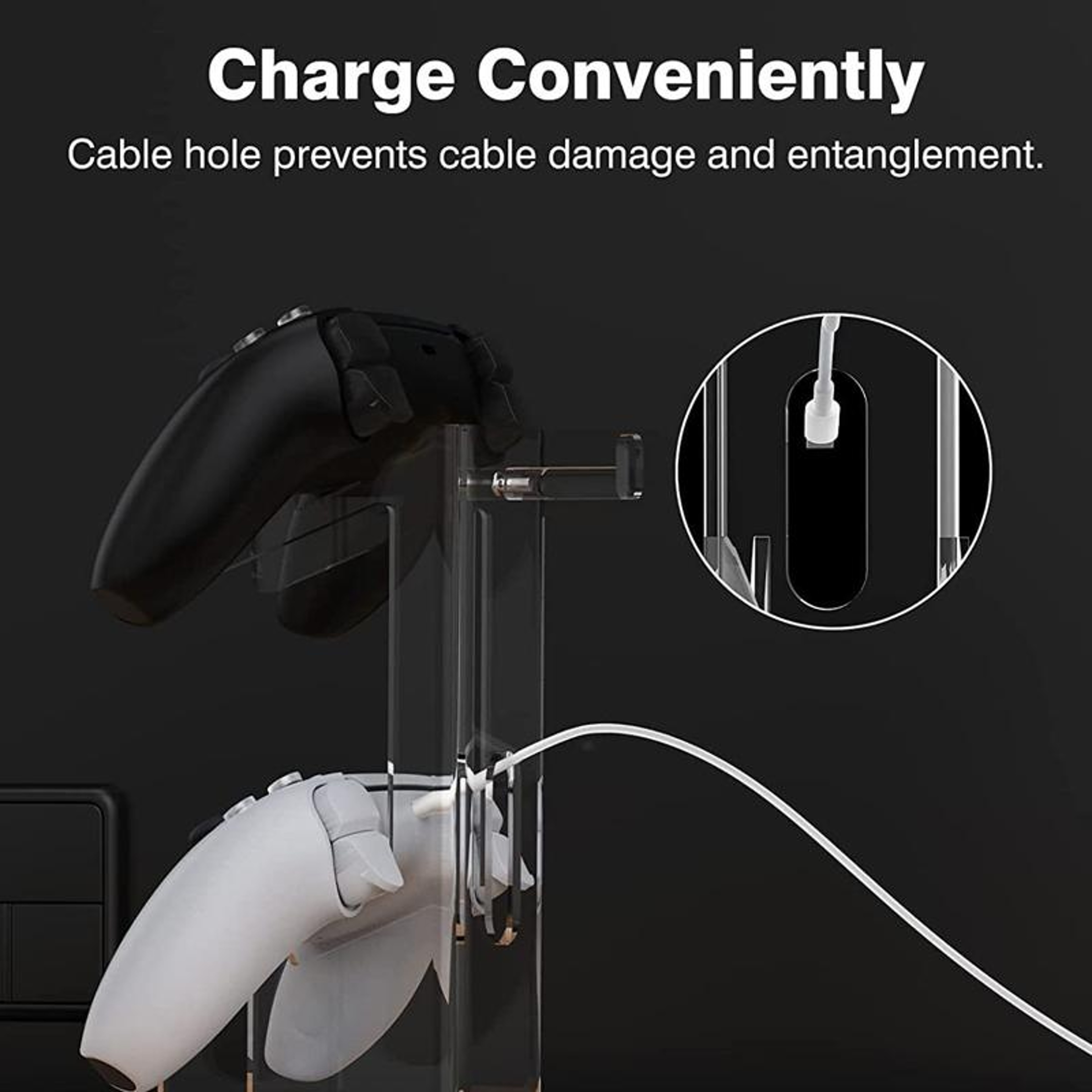 Universal Acrylic Game Controller Stand and Headphone Holder with Stable Round Base – view 4