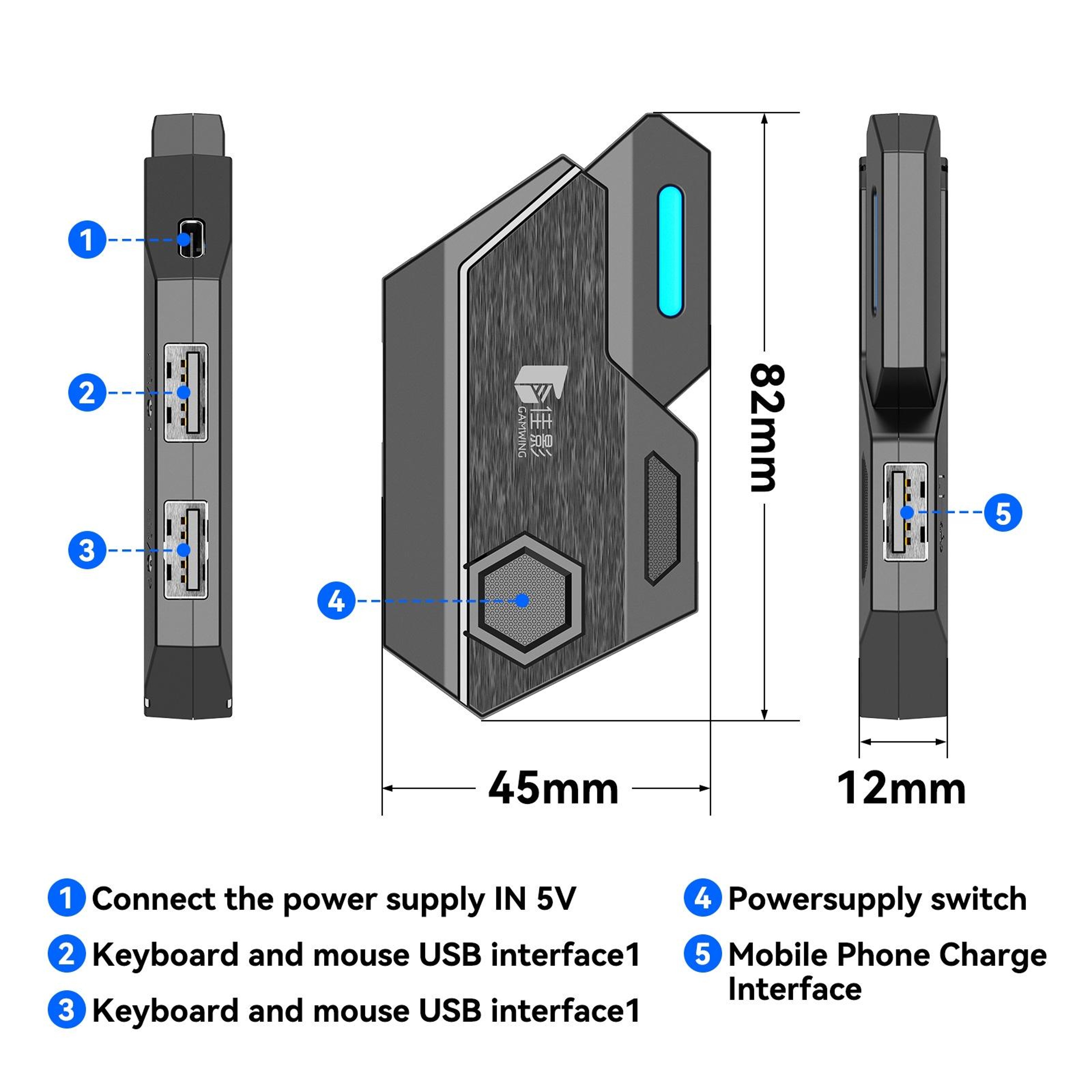 Gamwing Mix SE Mobile Gaming Keyboard Mouse Converter with Bluetooth 5.0 for Android FPS Games – view 2