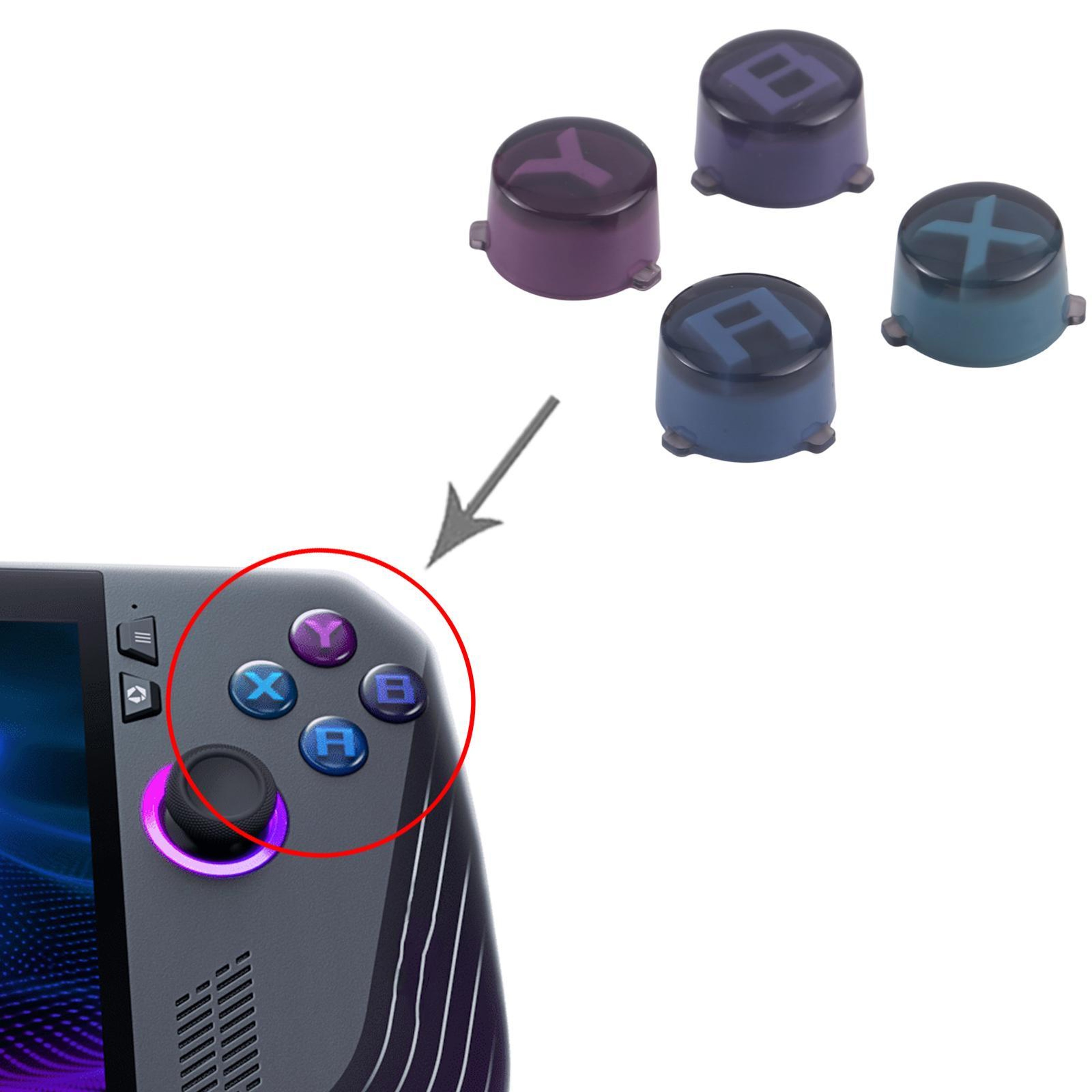 ROG Ally X 2024 ABXY Replacement Button Caps Translucent Color Set – view 5
