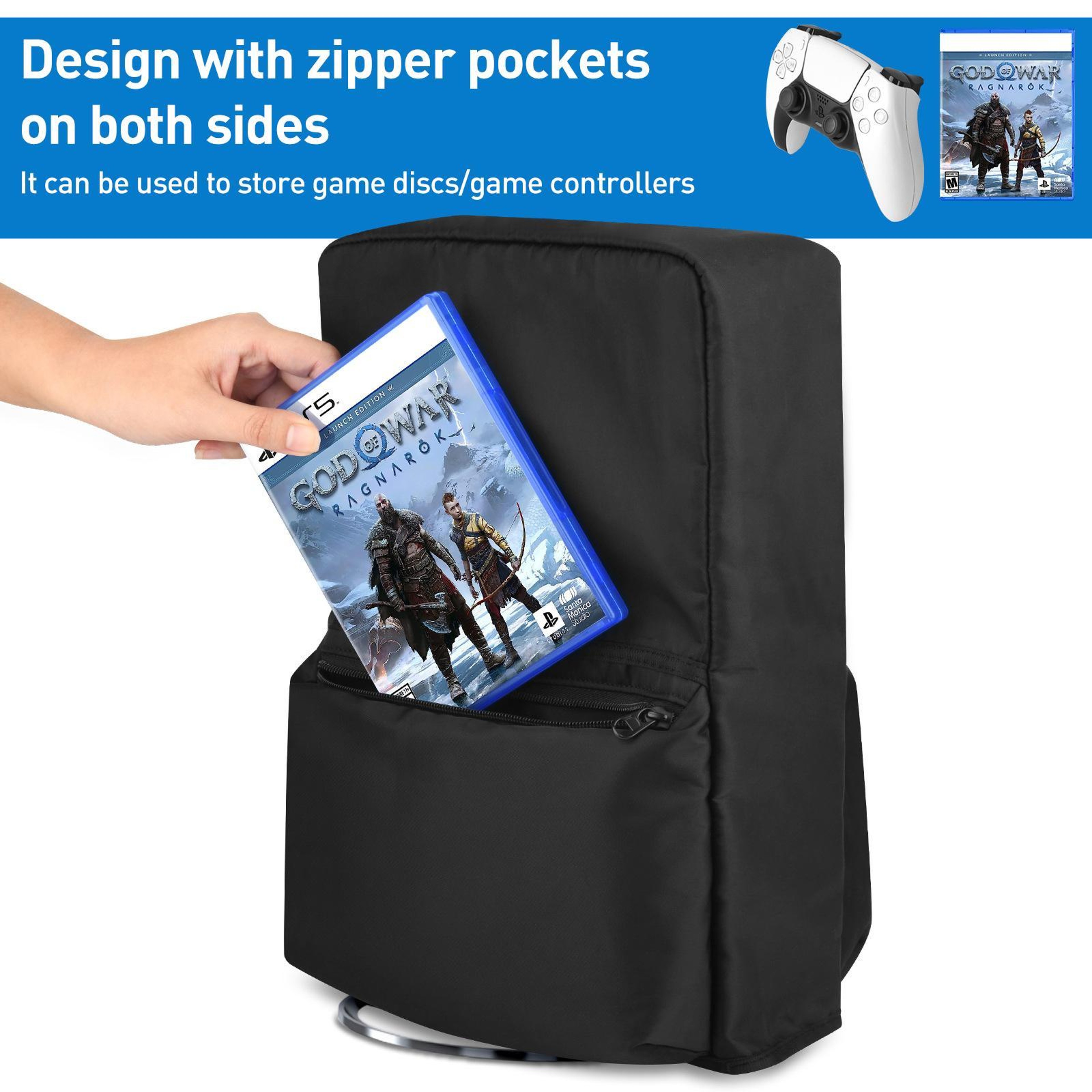 PS5 Slim Dust Cover with Storage Pocket and Durable Nylon Protection – view 5