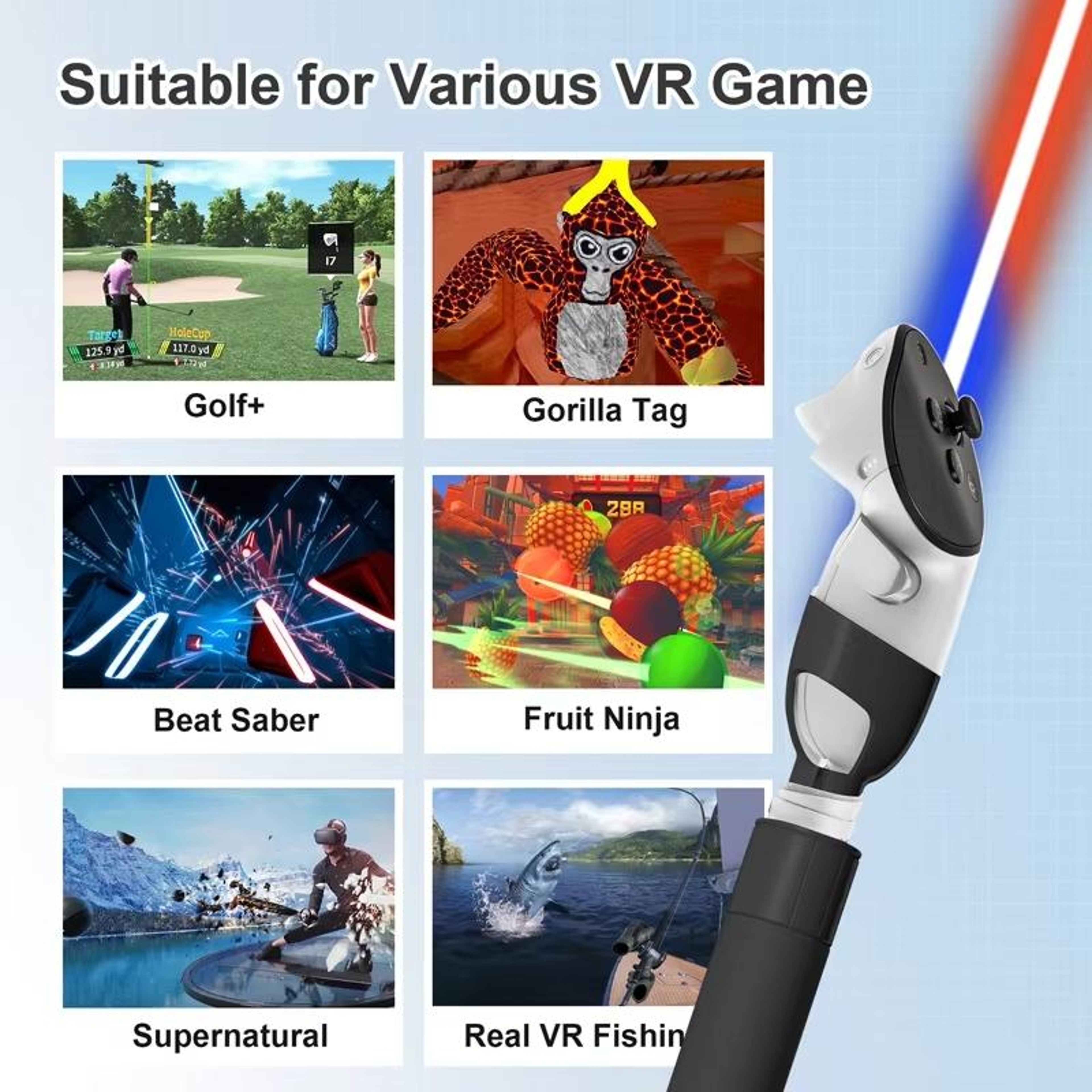 DEVASO Meta Quest 3 Controller Extensions For Quest 3S VR Golf Lightsaber And Baseball Games 5