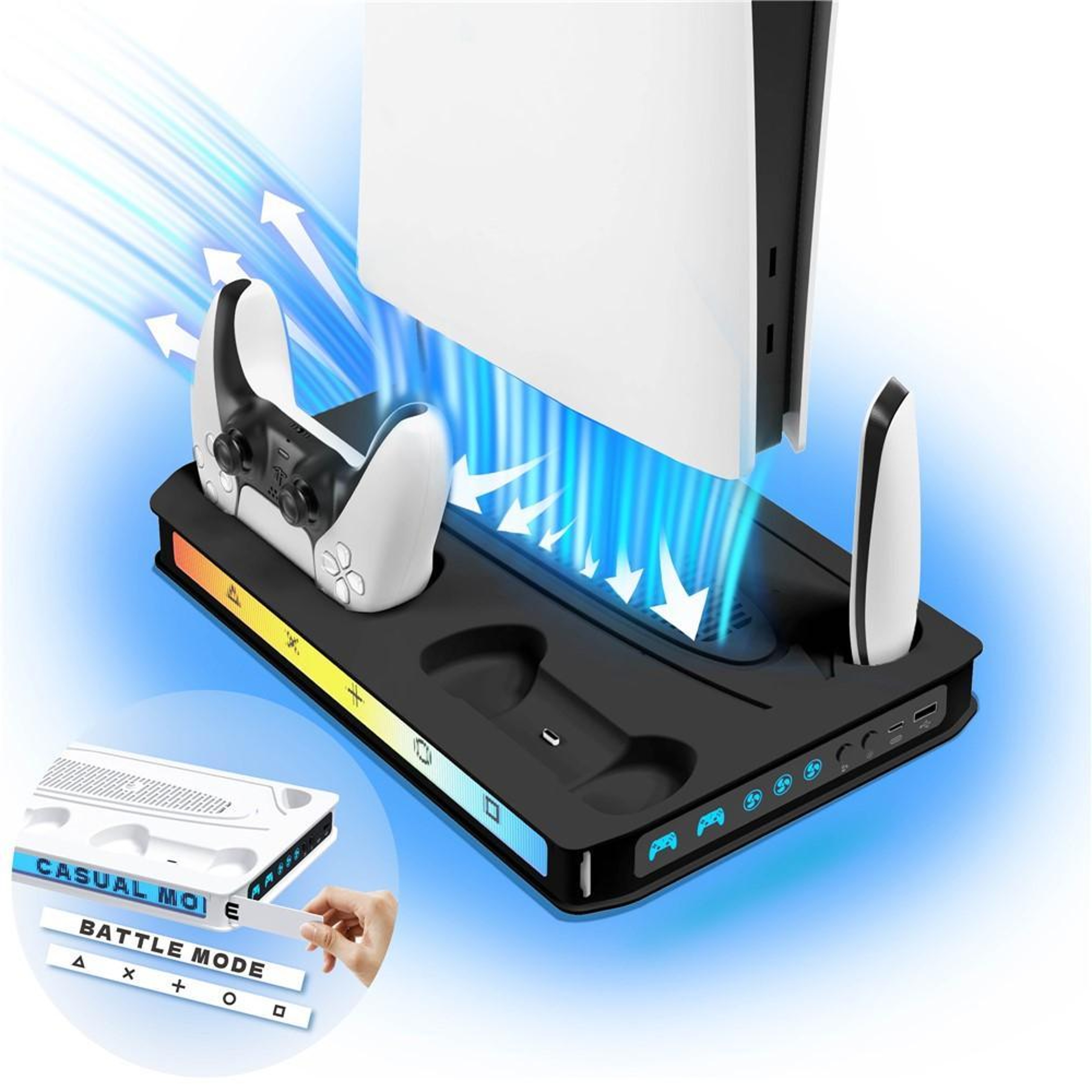 PS5 Cooling Stand with Dual Controller Charger, RGB Lighting and USB Hub for PS5 Pro, Slim and PS5 – view 9