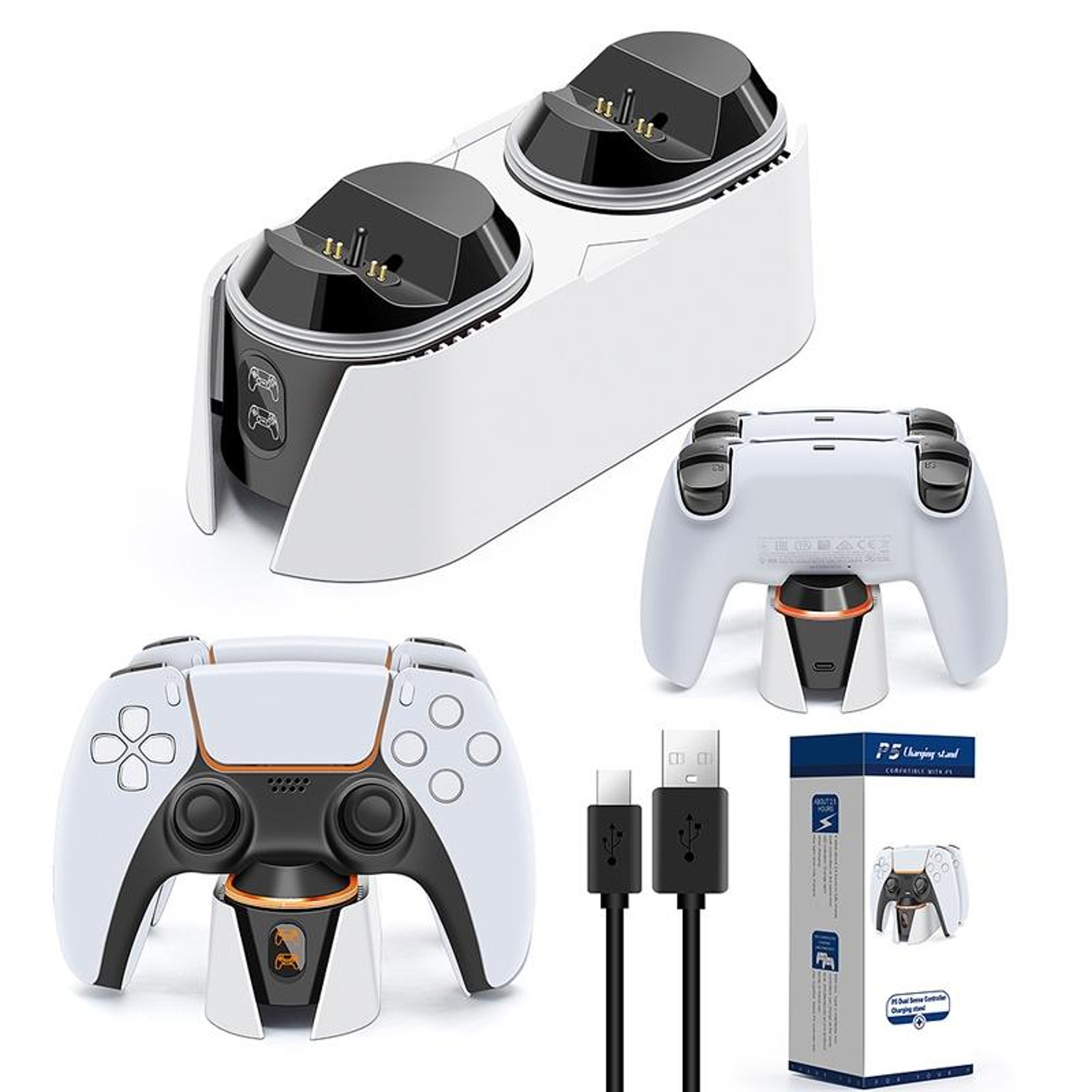 PS5 Controller Charging Station Dual Charging Dock with USB-C and Smart Protection – view 1