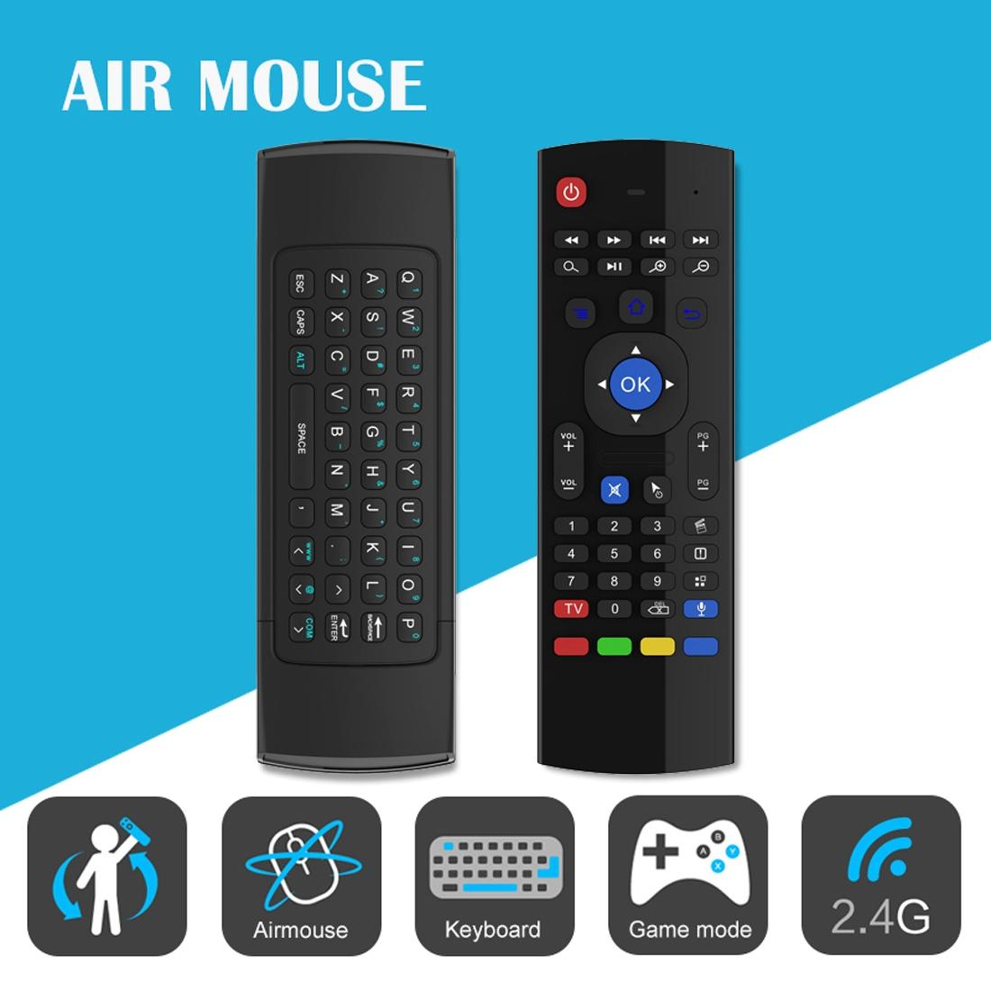 MX3-M Air Mouse Remote with Wireless Keyboard, Voice Control and 6-Axis Motion Sensor – view 3
