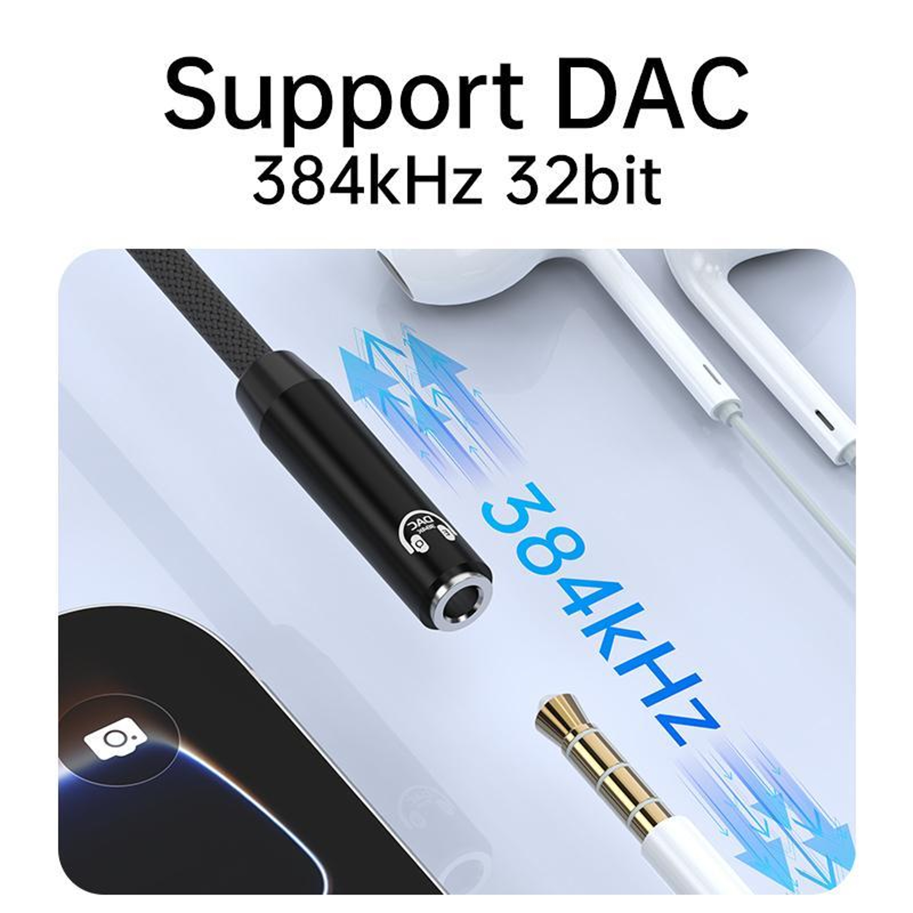 2-in-1 USB C & Lightning to 3.5mm HiFi Audio Adapter with 384kHz DAC & EQ – view 7