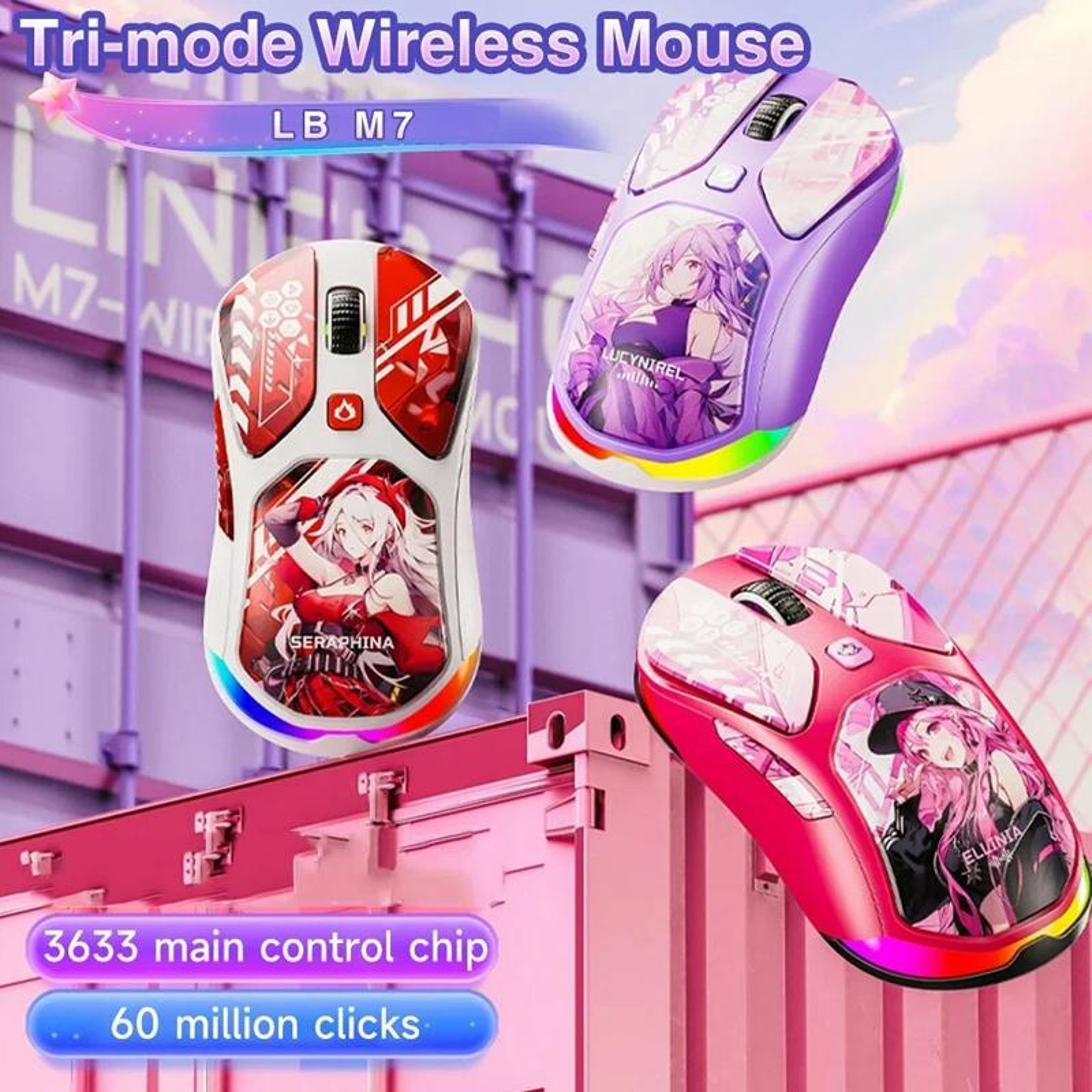 LINGBAO M7 Wireless Gaming Mouse With 12000 DPI Bluetooth And 24GHz TripleMode Connection 1