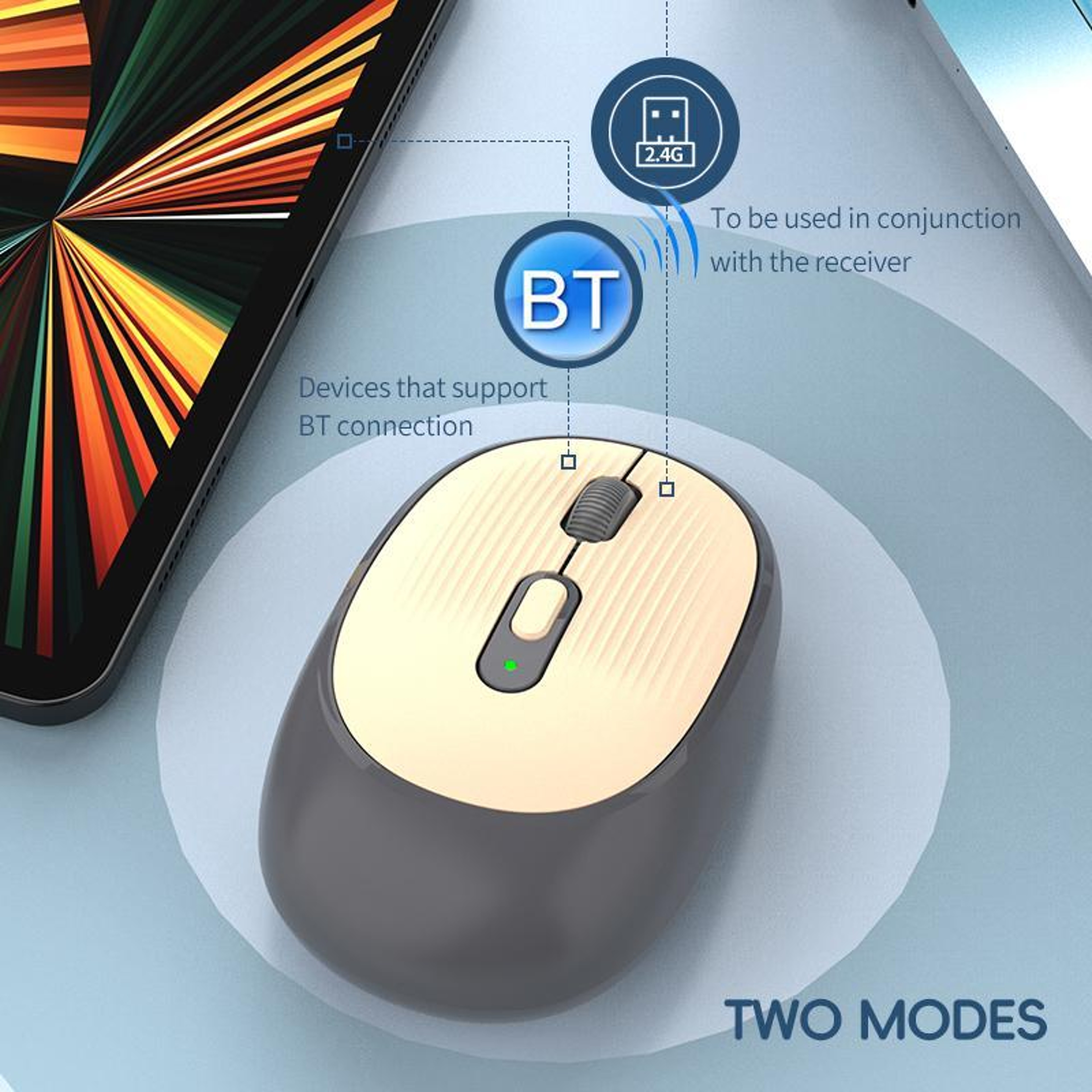 SHIPADOO W300 Rechargeable Wireless Mouse with Bluetooth and 2.4G Dual Mode – view 4