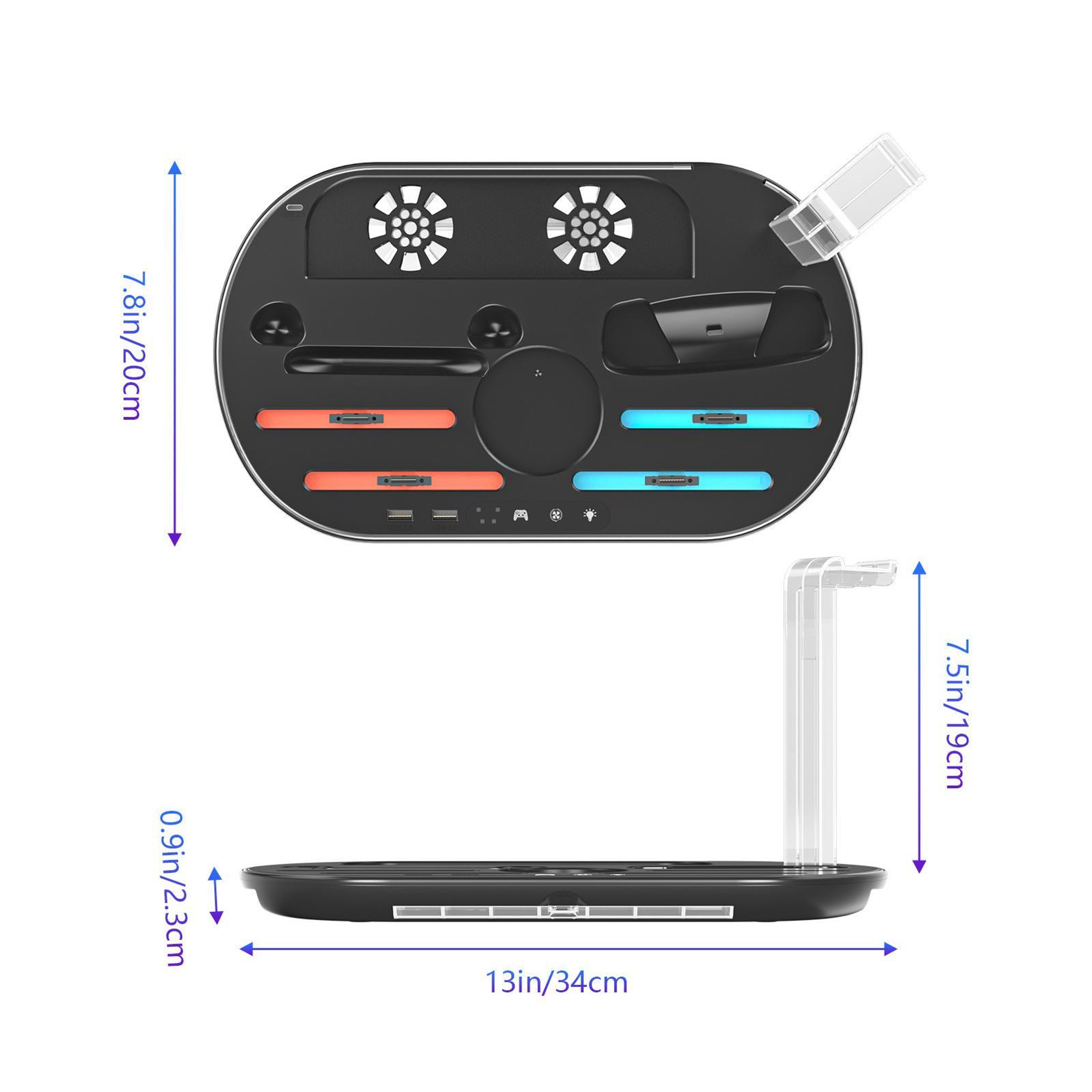 JYS NS2322 Nintendo Switch 2 Charging Station with Cooling Fans, RGB Light and Controller Storage – view 7