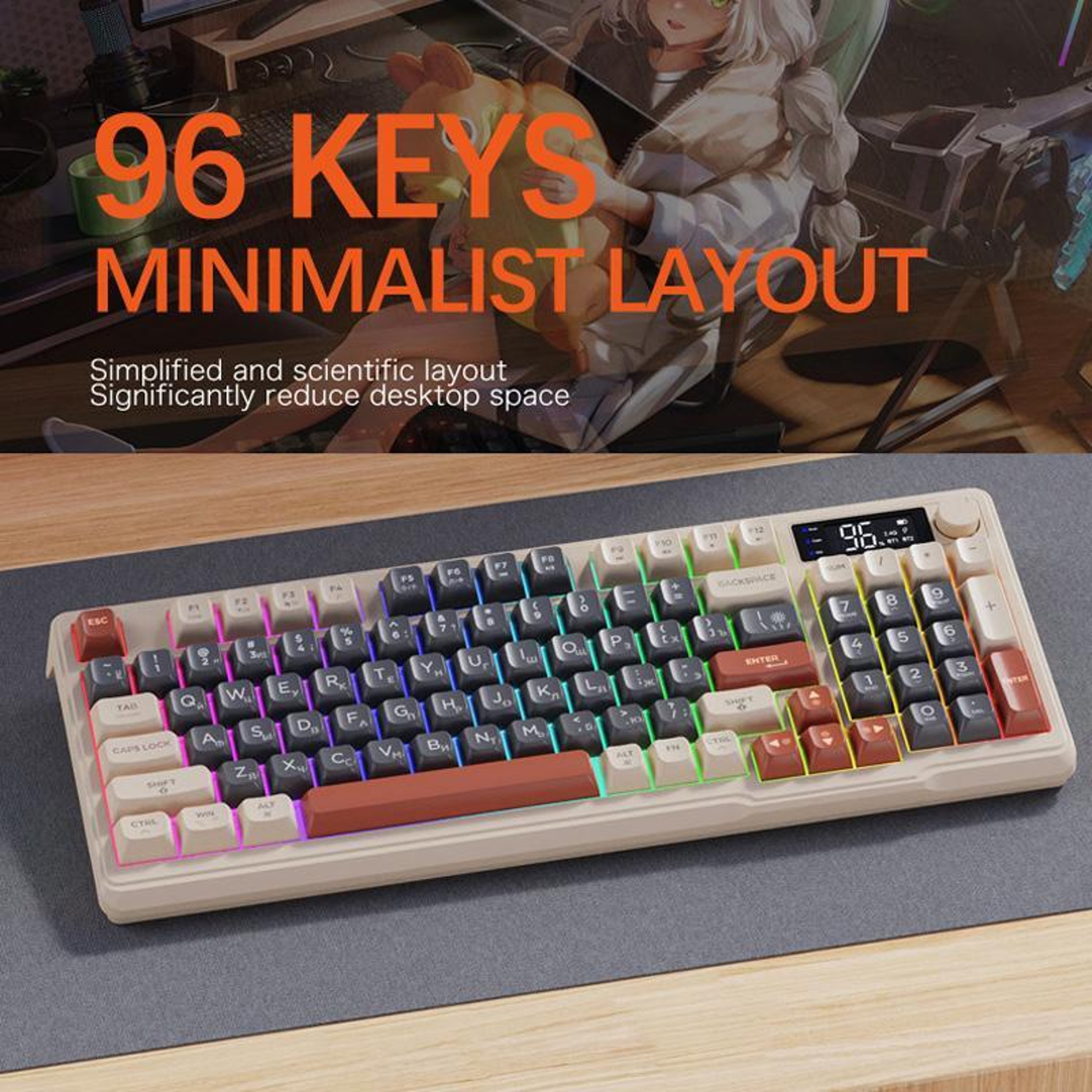 FREE WOLF M96 Wireless Gaming Keyboard with Russian Layout, Bluetooth 5.0 and 2.4GHz – view 5