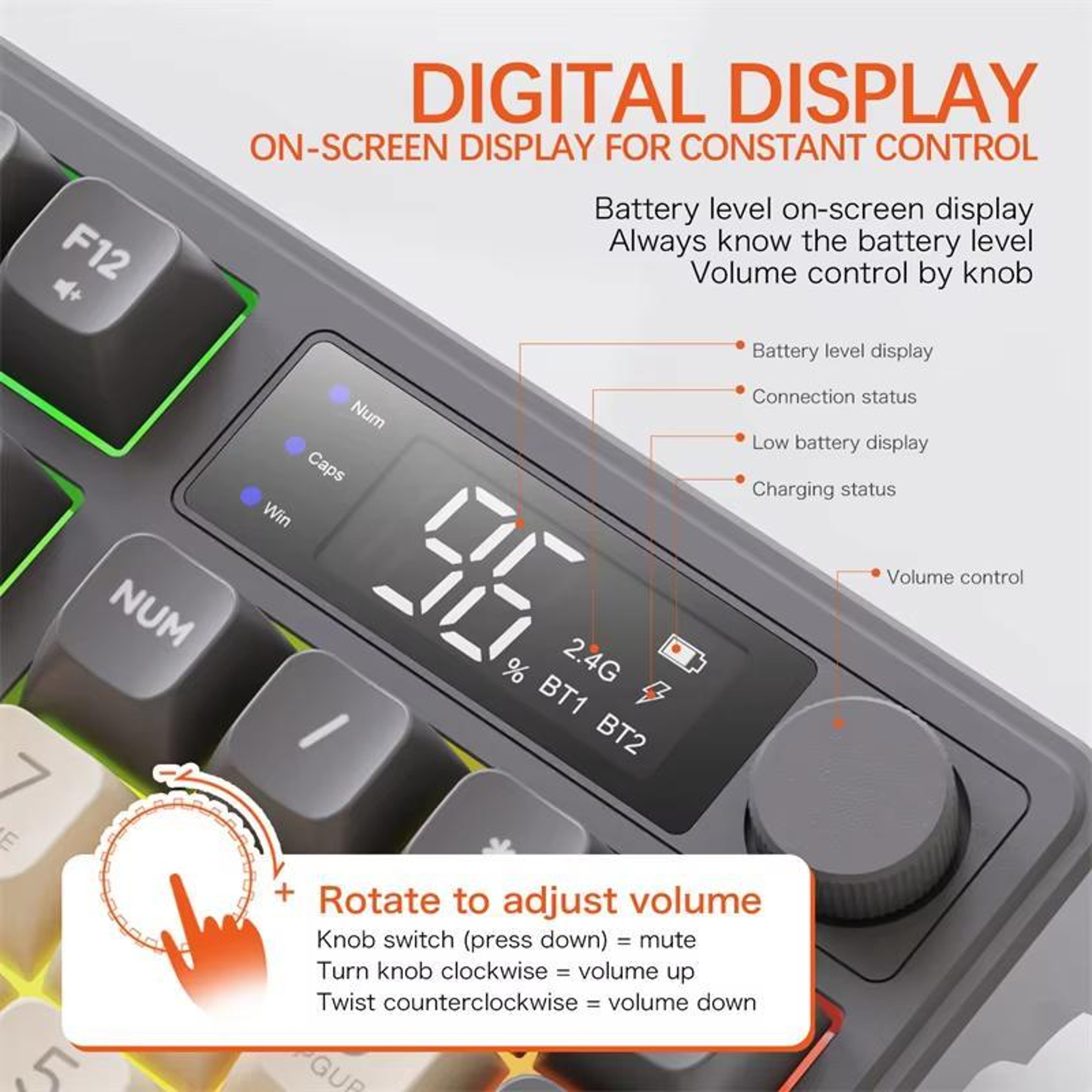 FREE WOLF M96 Wireless Gaming Keyboard with Russian Layout, Bluetooth 5.0 and 2.4GHz – view 7