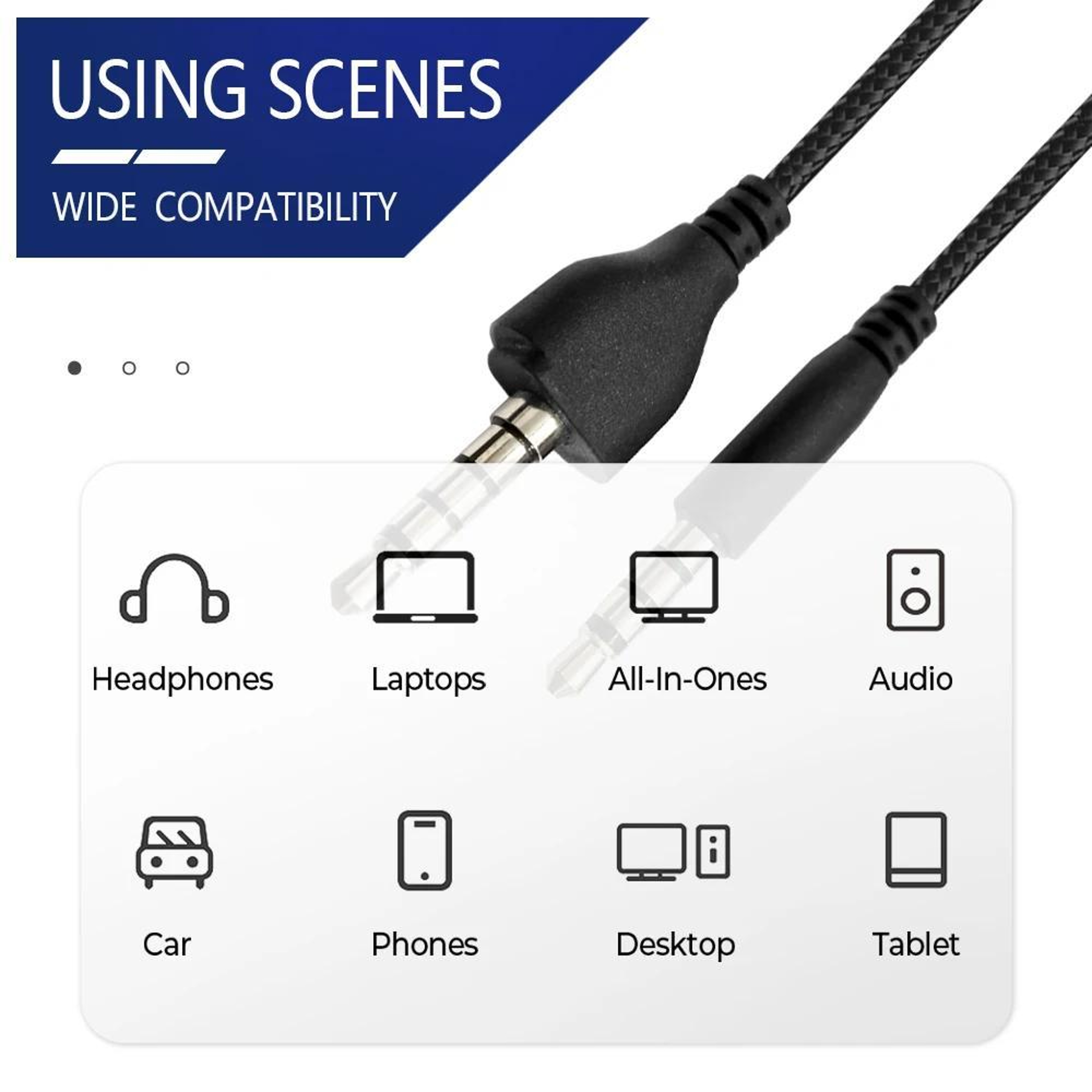 Alienware AW920H Replacement Cable 1.8m Braided 3.5mm Gaming Headset Audio Cable with Mic Control – view 6