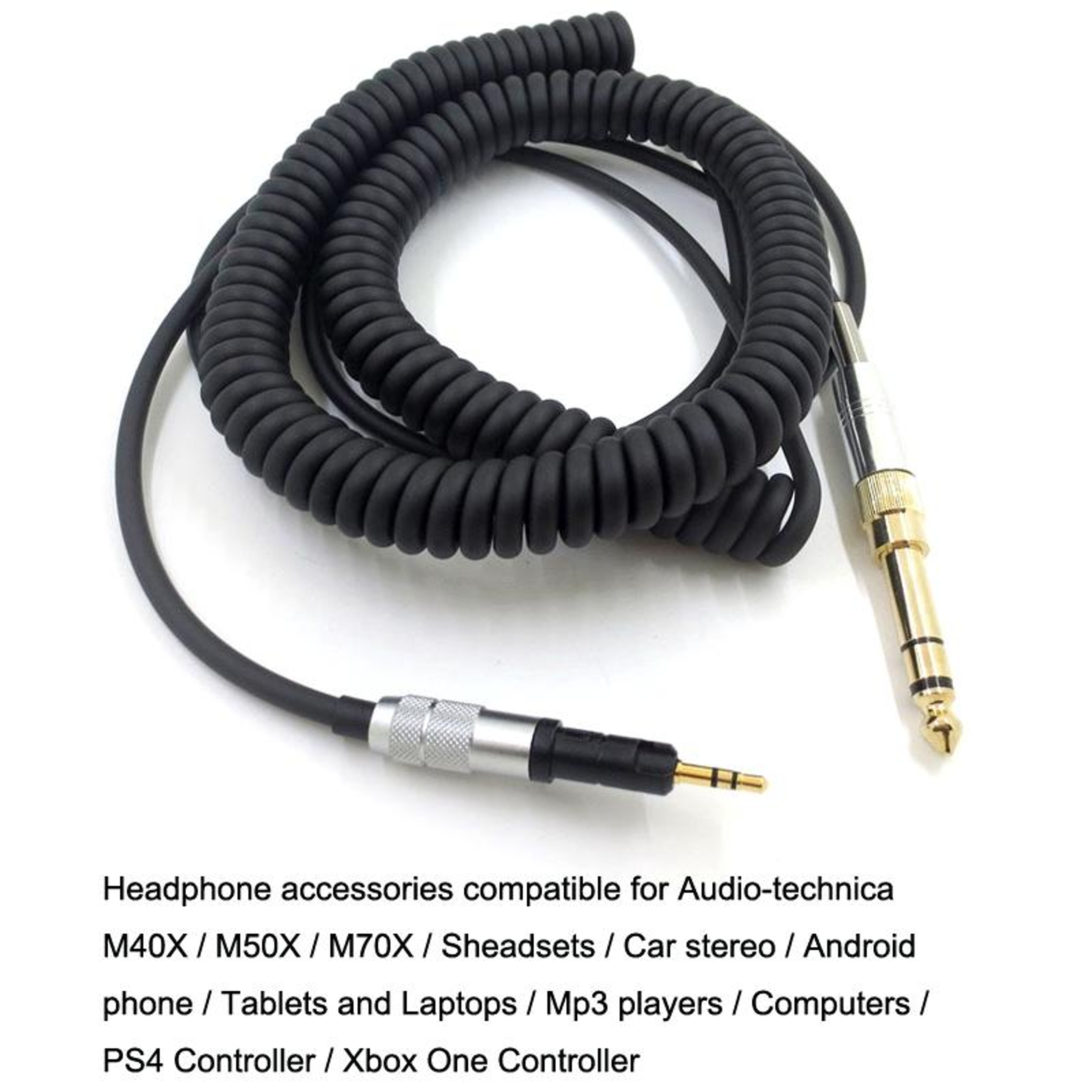 ATH-M50X Replacement Cable 2.5mm to 3.5mm Coiled Audio Cable with 6.35mm Adapter – view 4