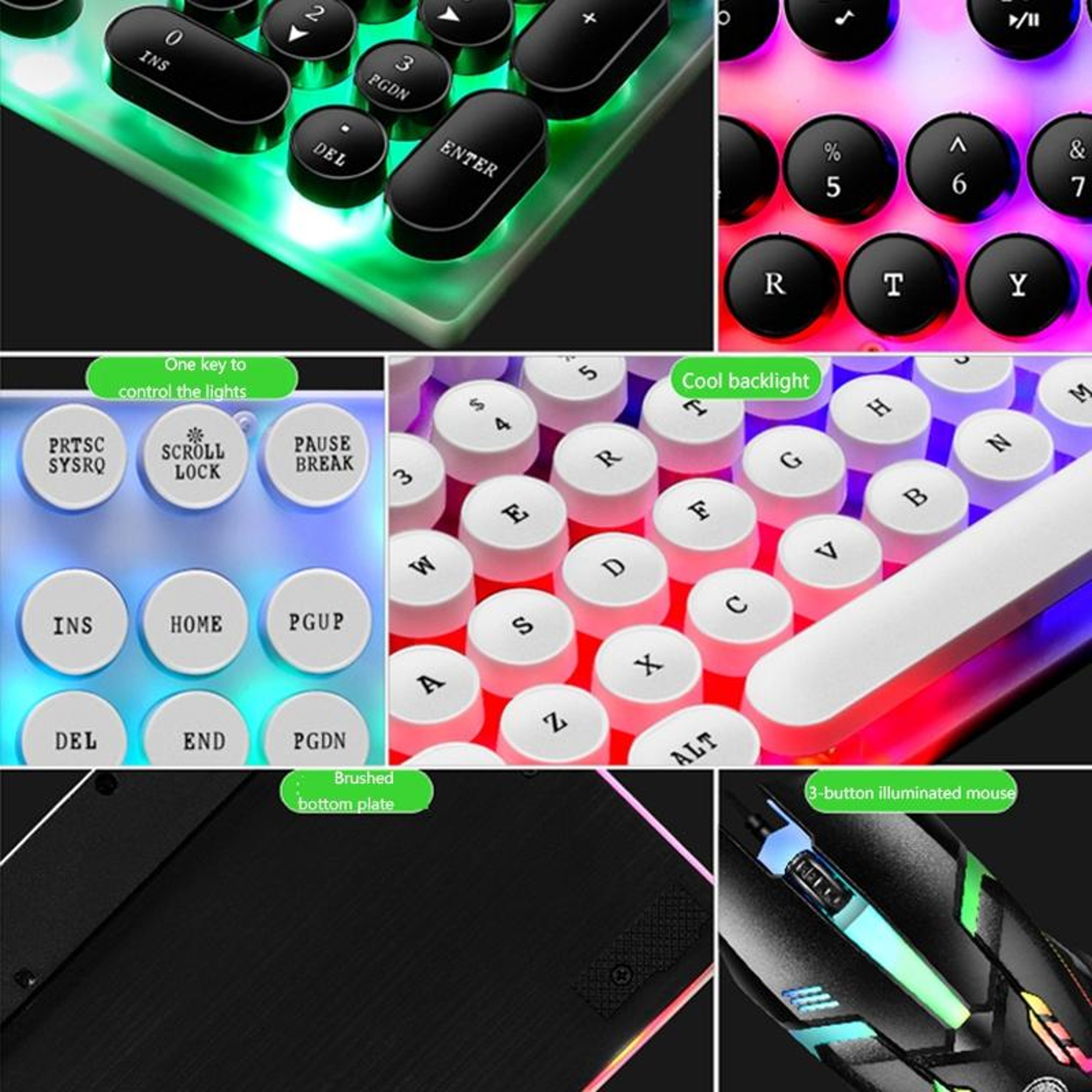 LIMEIDE GTX300 Retro 104 Key Wired Keyboard And Mouse Combo With Round Keycaps 4
