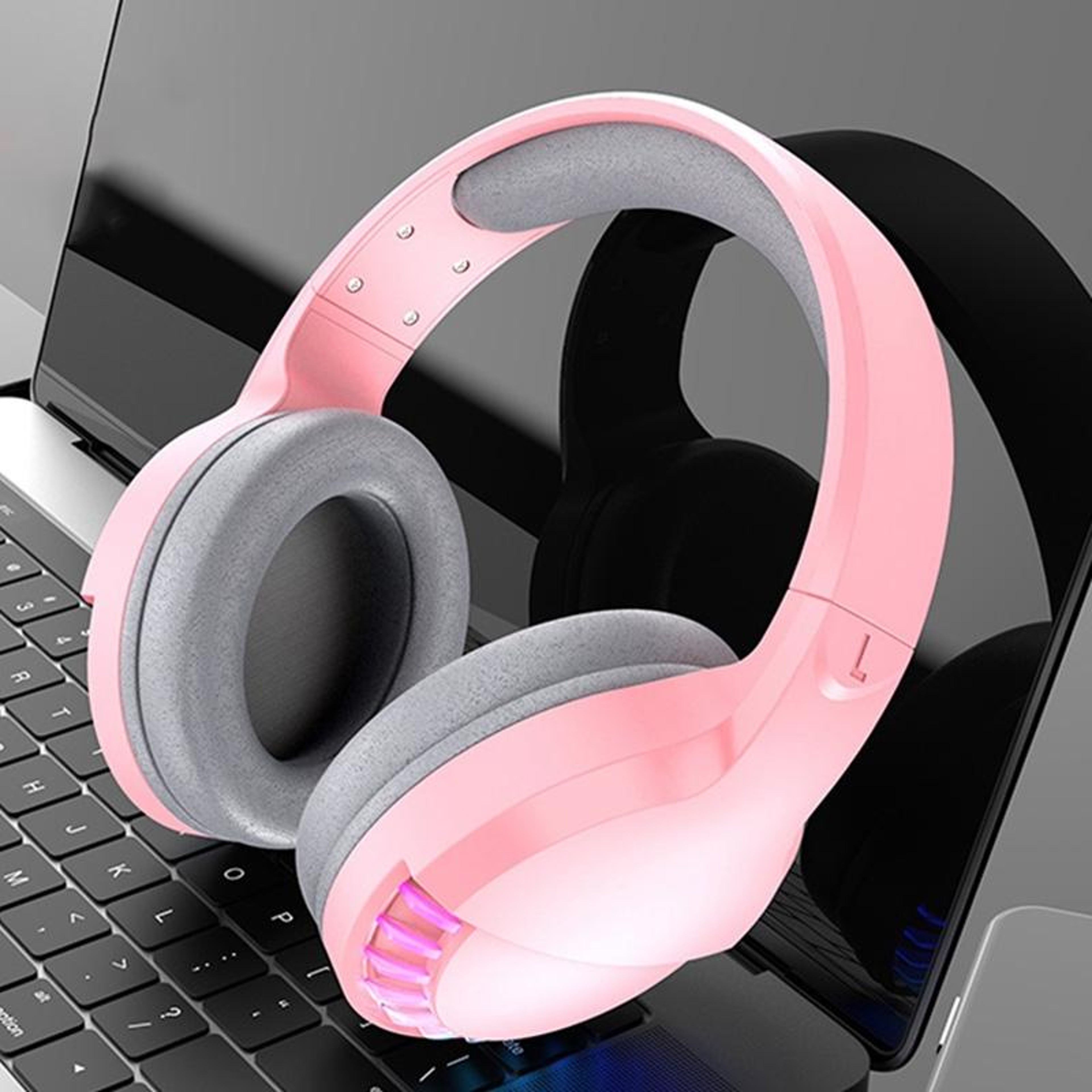 SH33 Pink Bluetooth Gaming Headset With RGB Noise Reduction And WiredWireless Mode 9