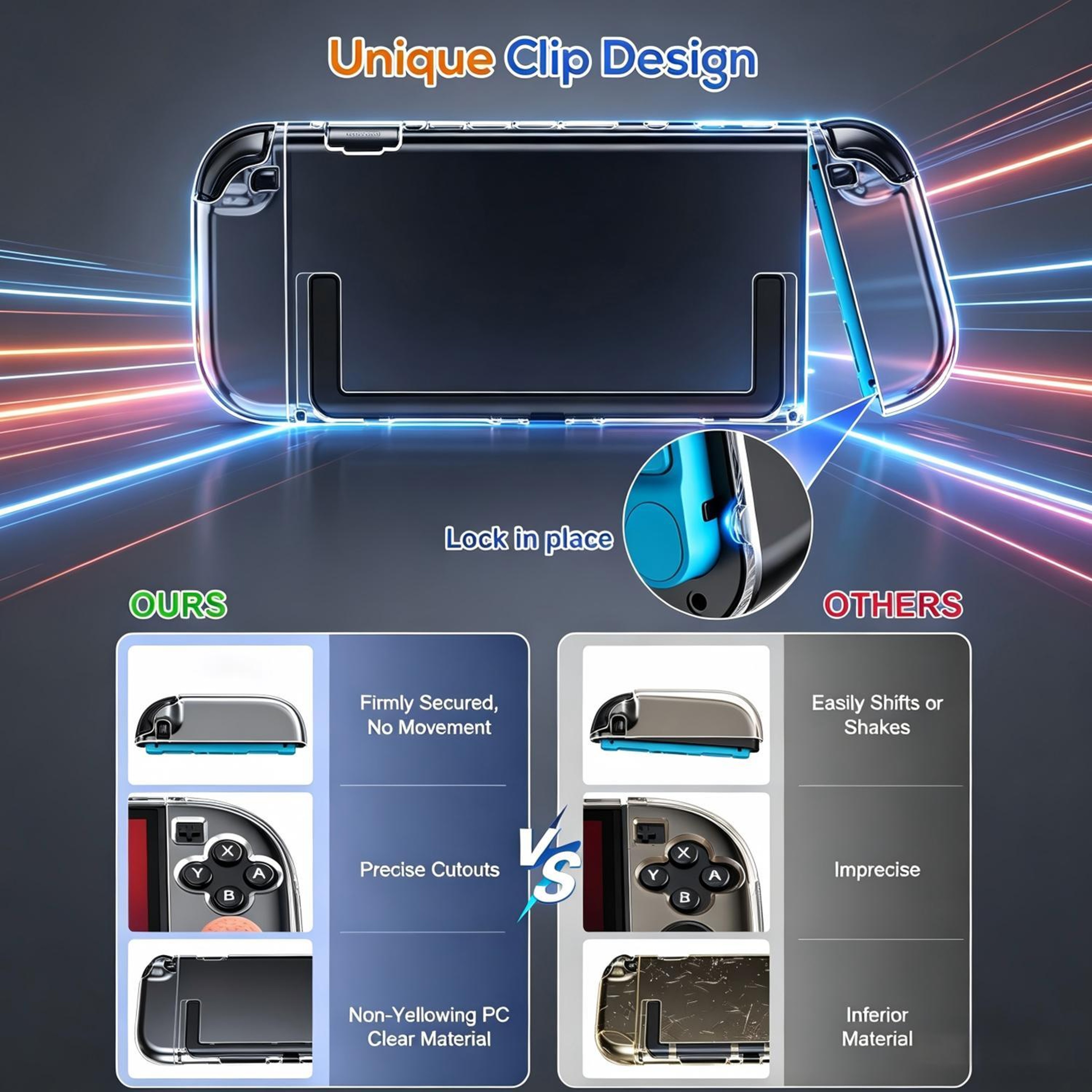 XDcase Nintendo Switch 2 Clear Case with Tempered Glass Screen Protector and Thumb Grips Set – view 4