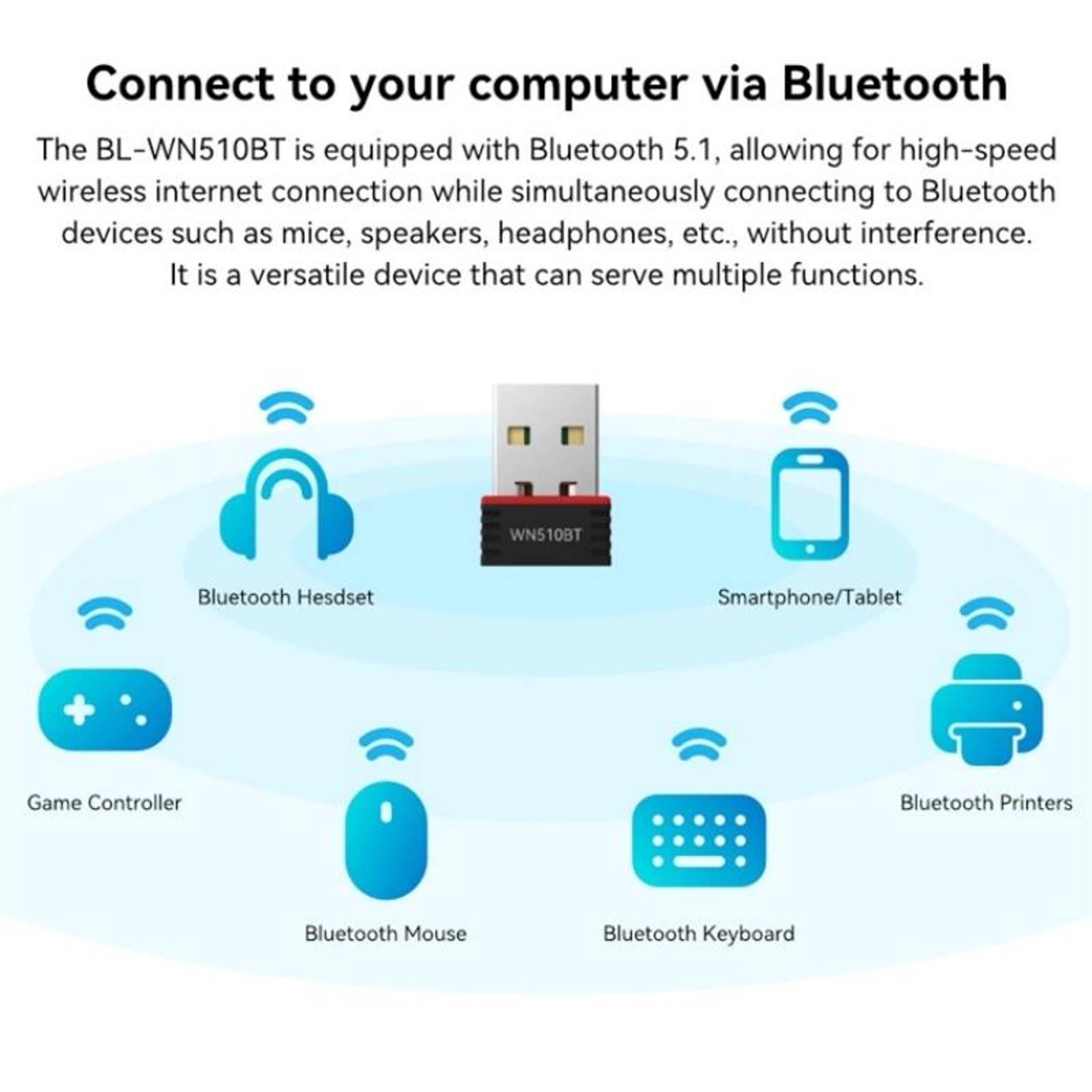 LB-LINK WN510BT Bluetooth 5.1 USB Adapter for Fast, Stable Wireless Connectivity – view 6