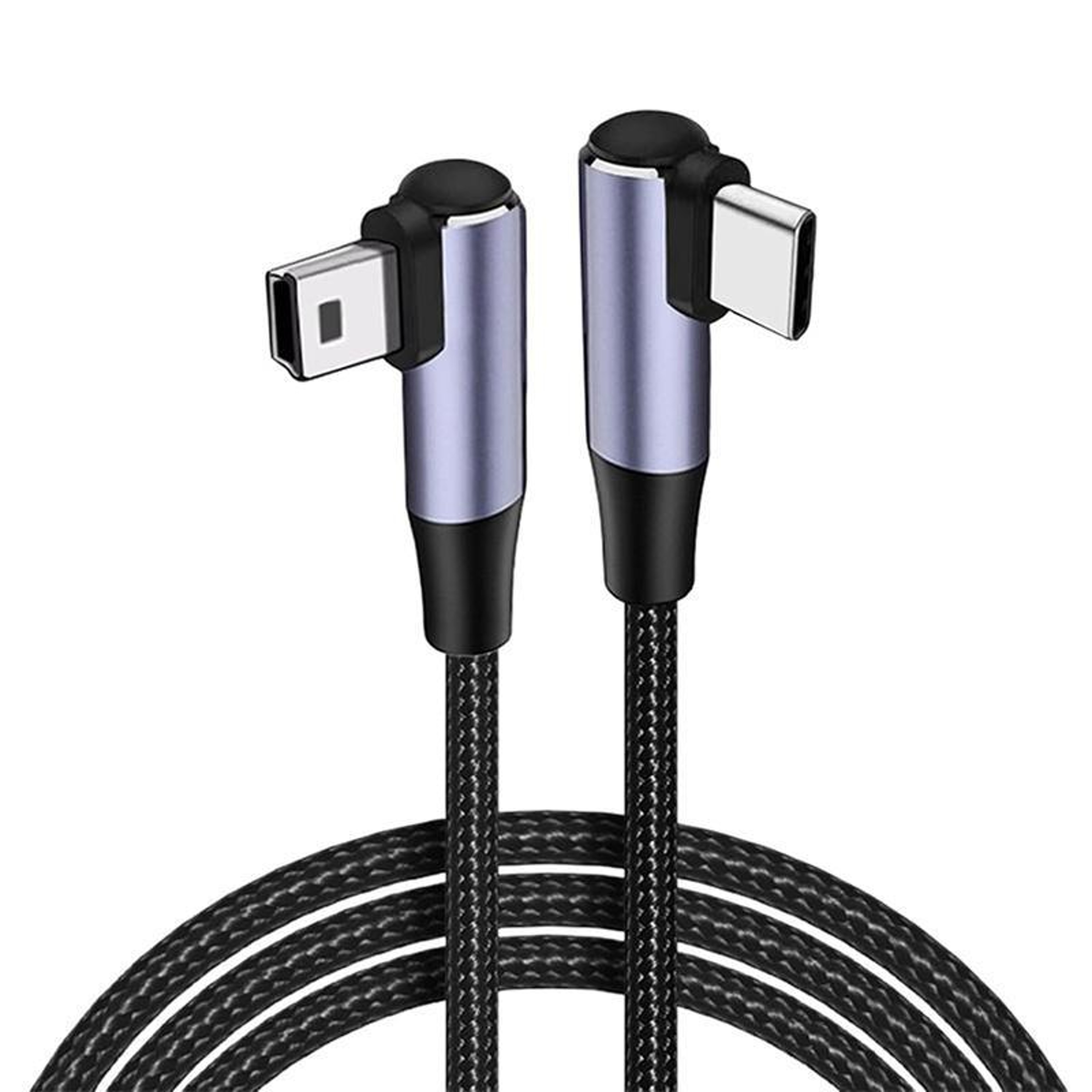 ENKAY 90 Degree USB C to Mini USB Cable 1m, 480Mbps Braided Charging and Data Cord – view 1
