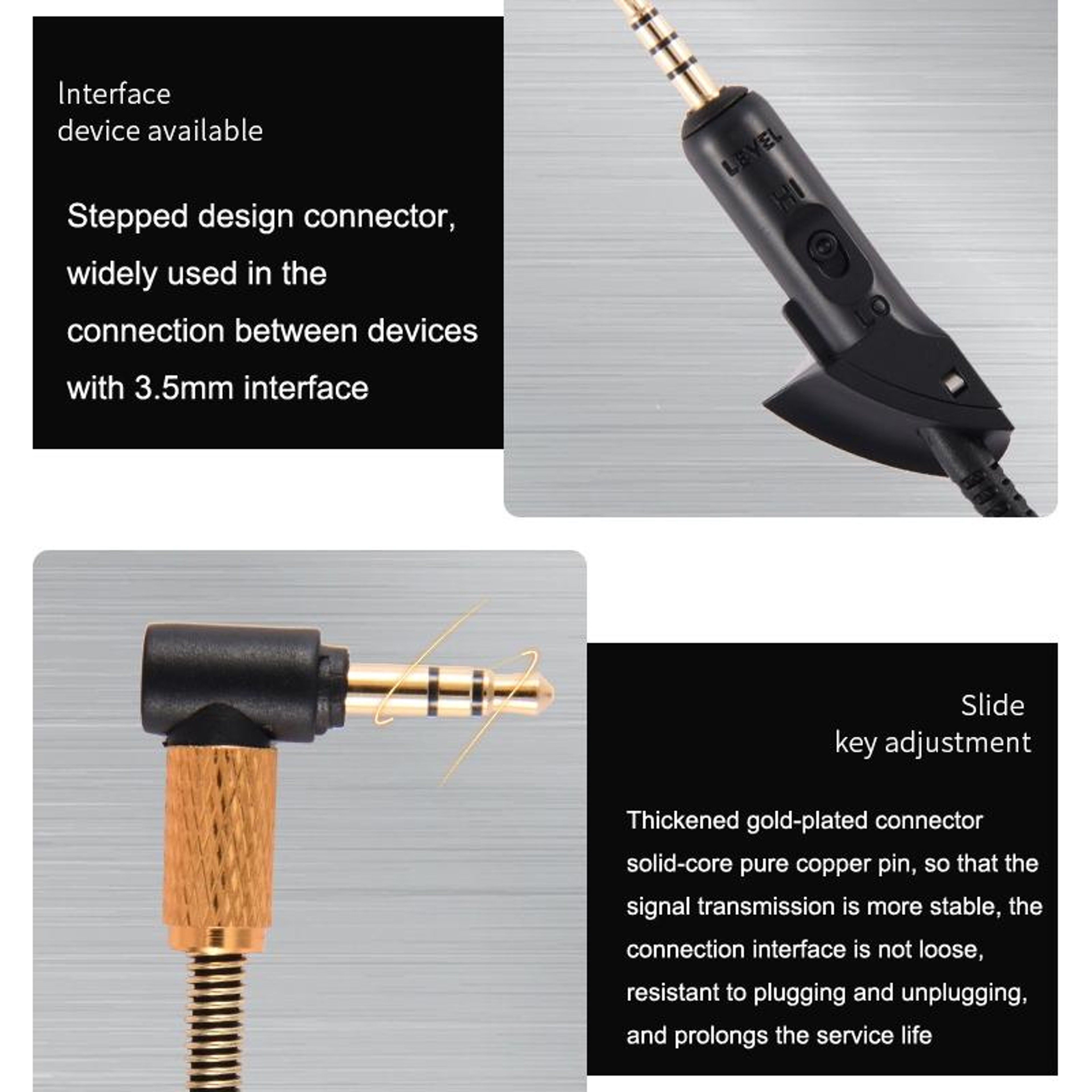 QC15 Replacement Cable 1.2m Braided 3.5mm Headphone Audio Cable with Gold-Plated Connector – view 4