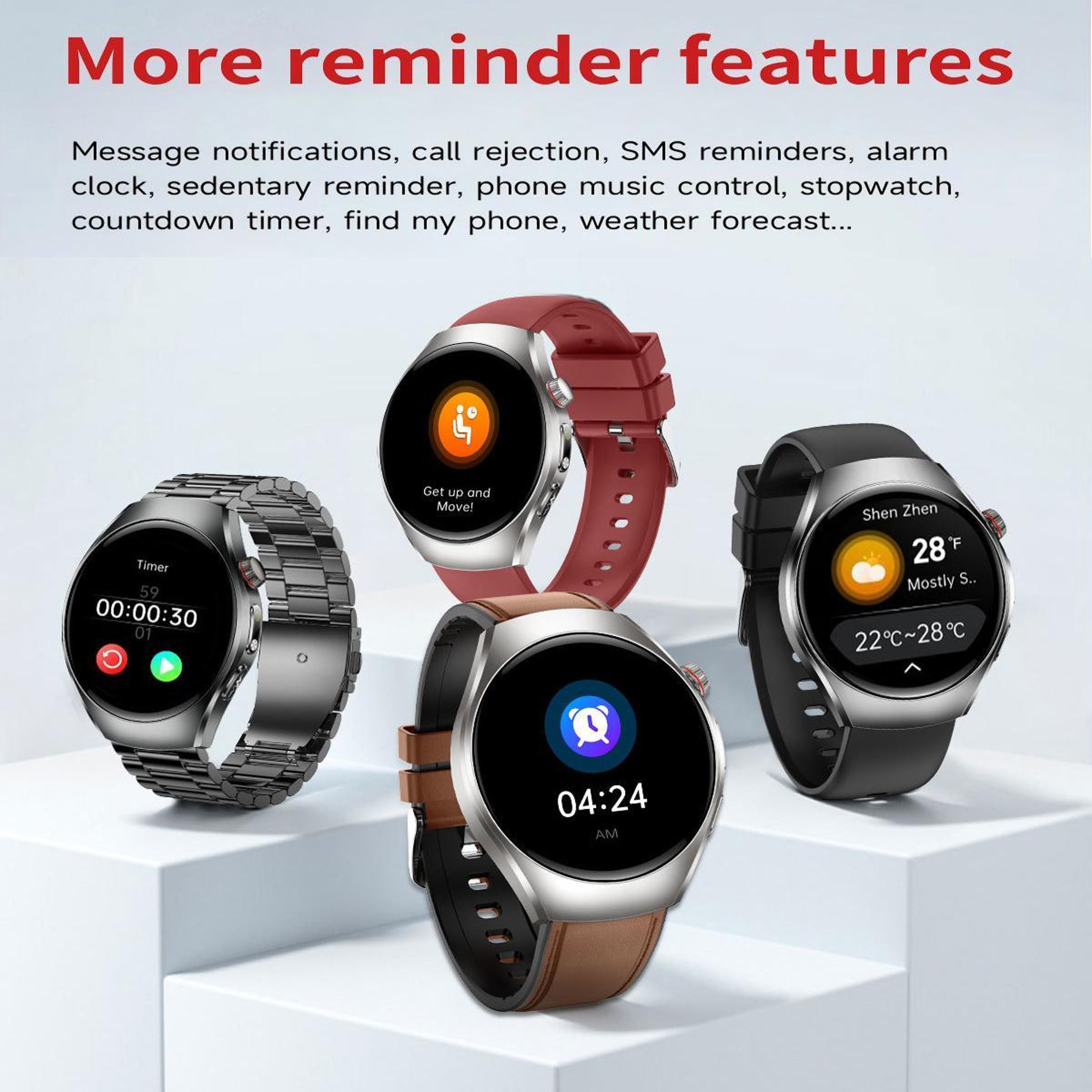 ET460 Bluetooth Calling Smartwatch with ECG Health Monitoring and Vegan Leather Strap – view 11
