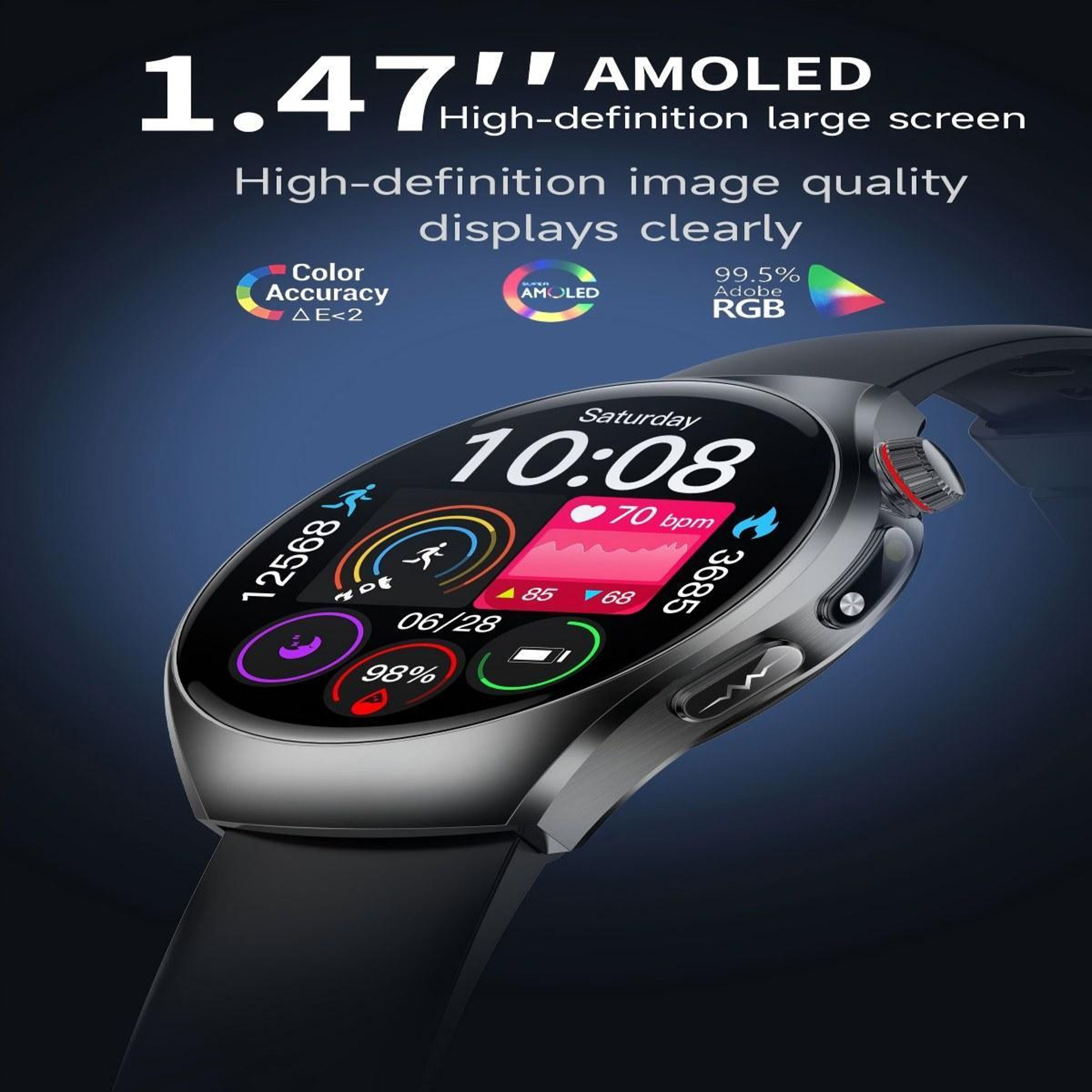 ET460 Bluetooth Calling Smartwatch with ECG Health Monitoring and Vegan Leather Strap – view 5