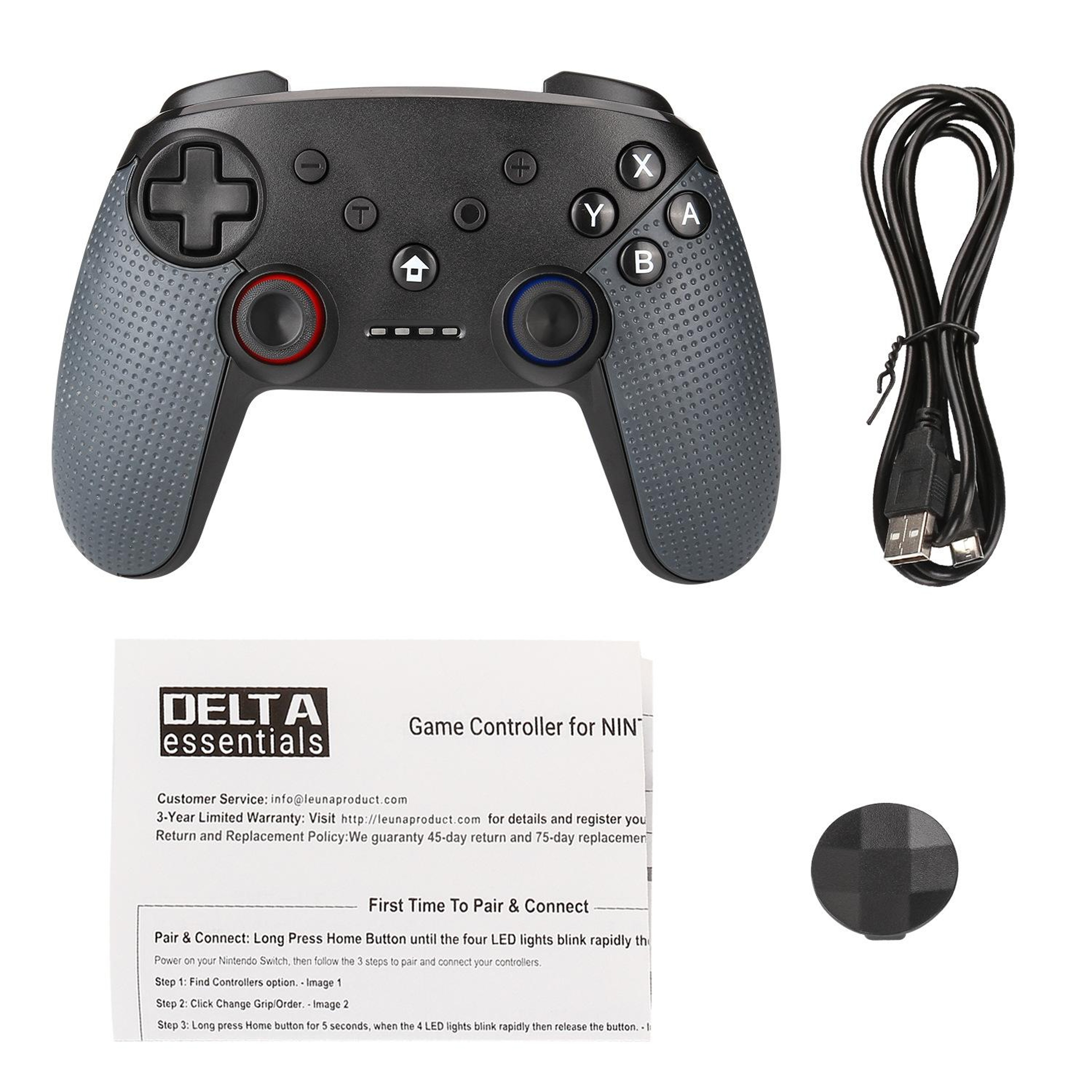 Wireless Switch Controller Bluetooth Gamepad with Turbo Dual Vibration and PC Support Black – view 7