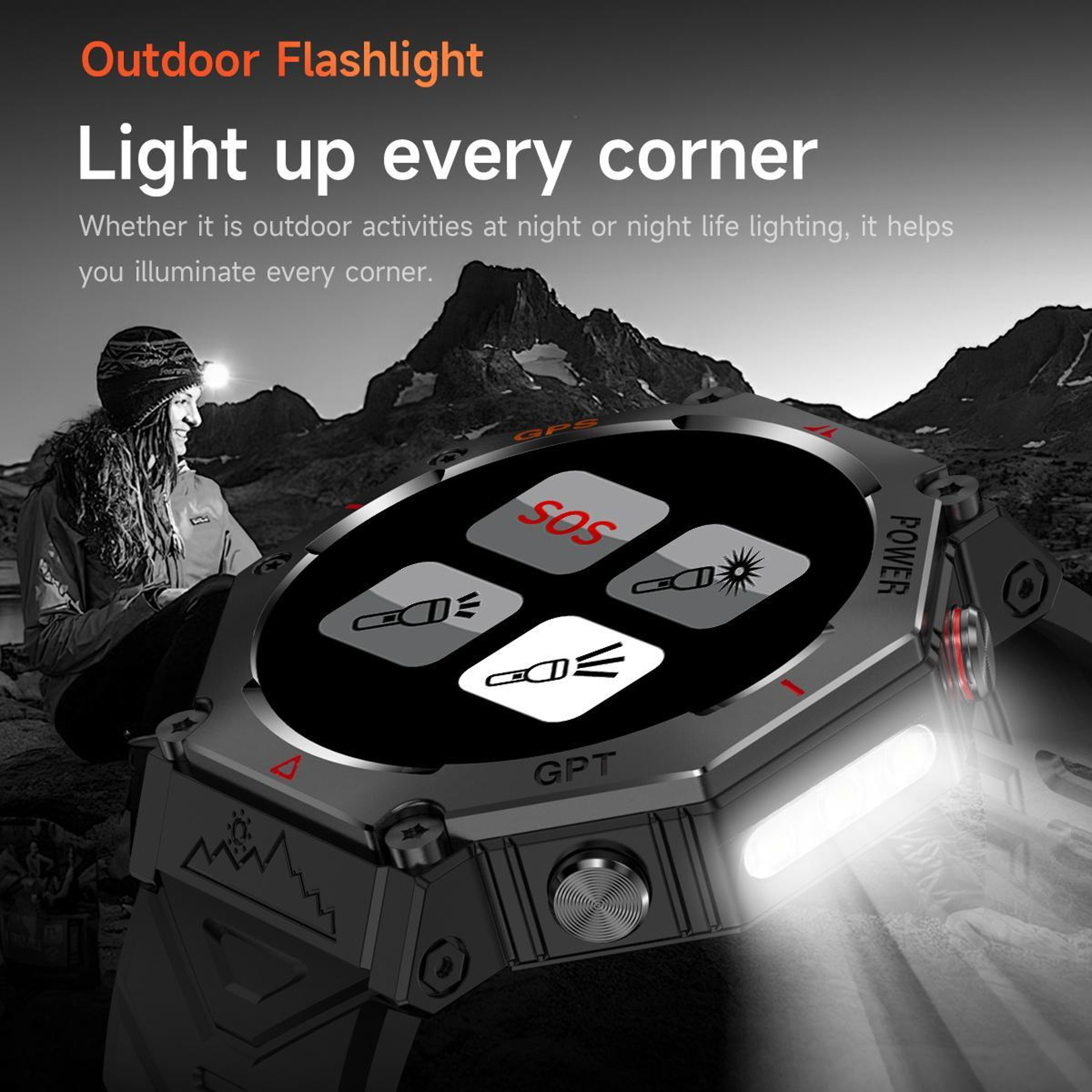 KC91 Outdoor GPS Smartwatch with Flashlight, 3ATM Water Resistance and Bluetooth Calling – view 18