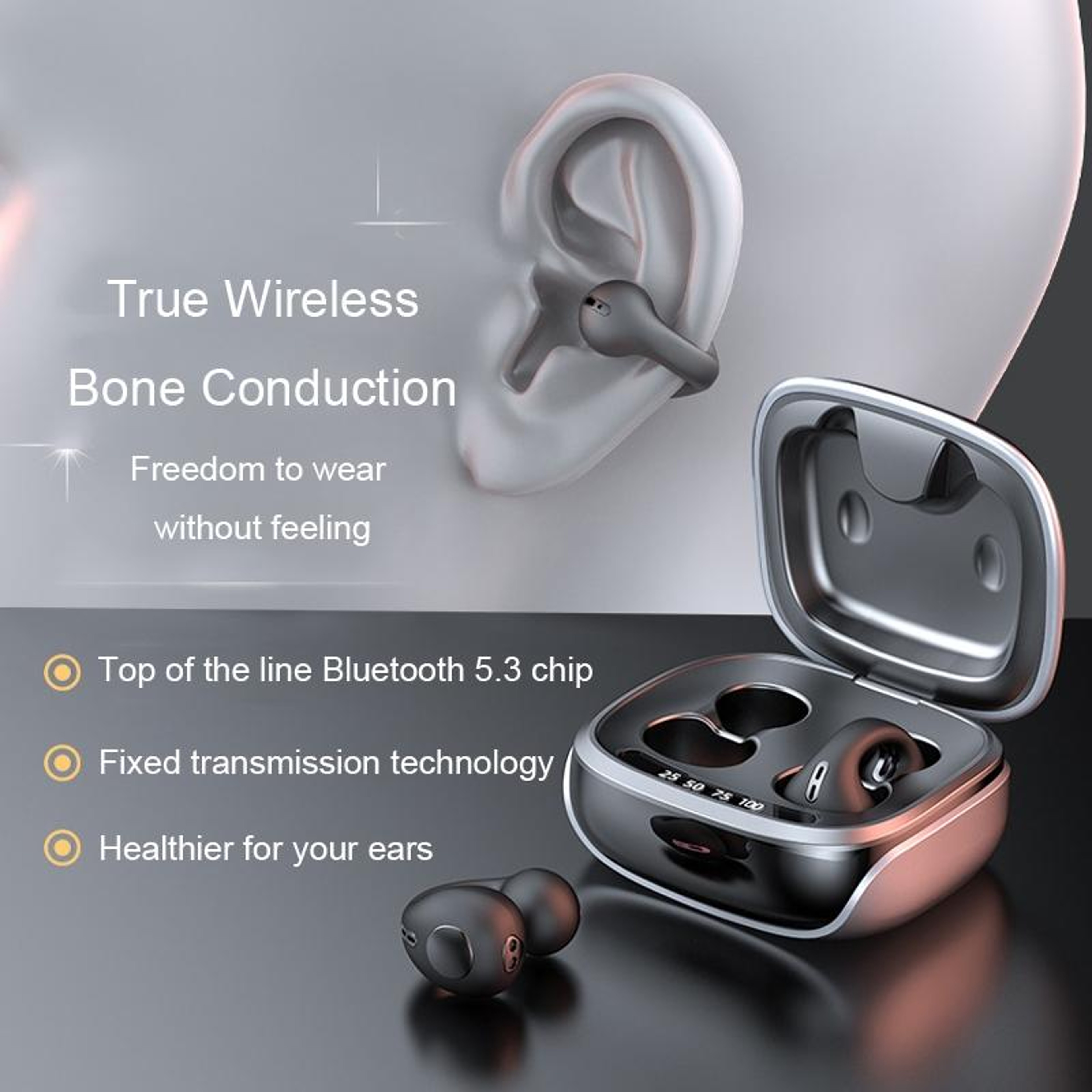 JX80 Open Ear Bone Conduction ClipOn Bluetooth 53 Earbuds With NoiseReduced Calls 4