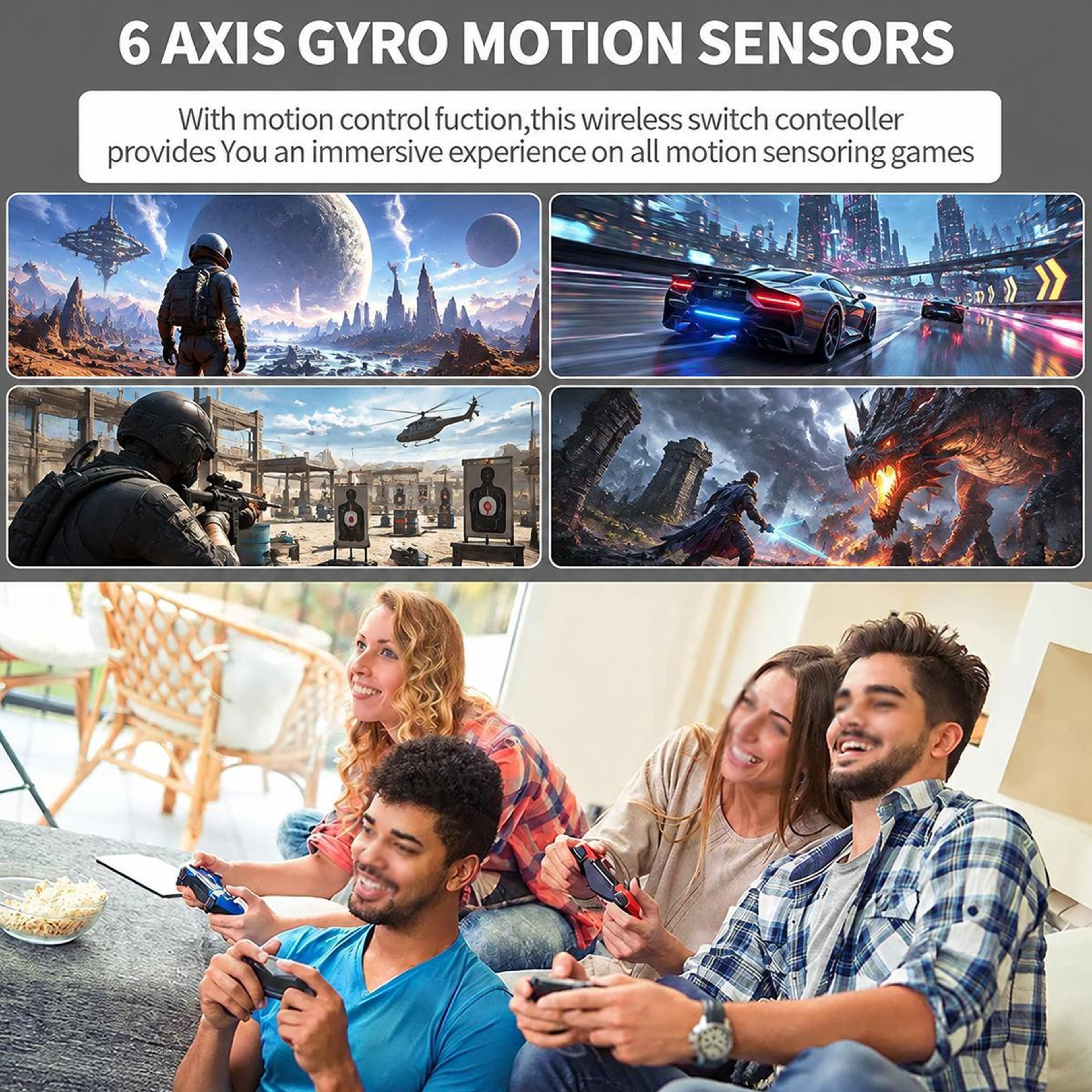 S818 Nintendo Switch Wireless Controller Bluetooth Gamepad With Turbo Gyro And Programmable Buttons 4