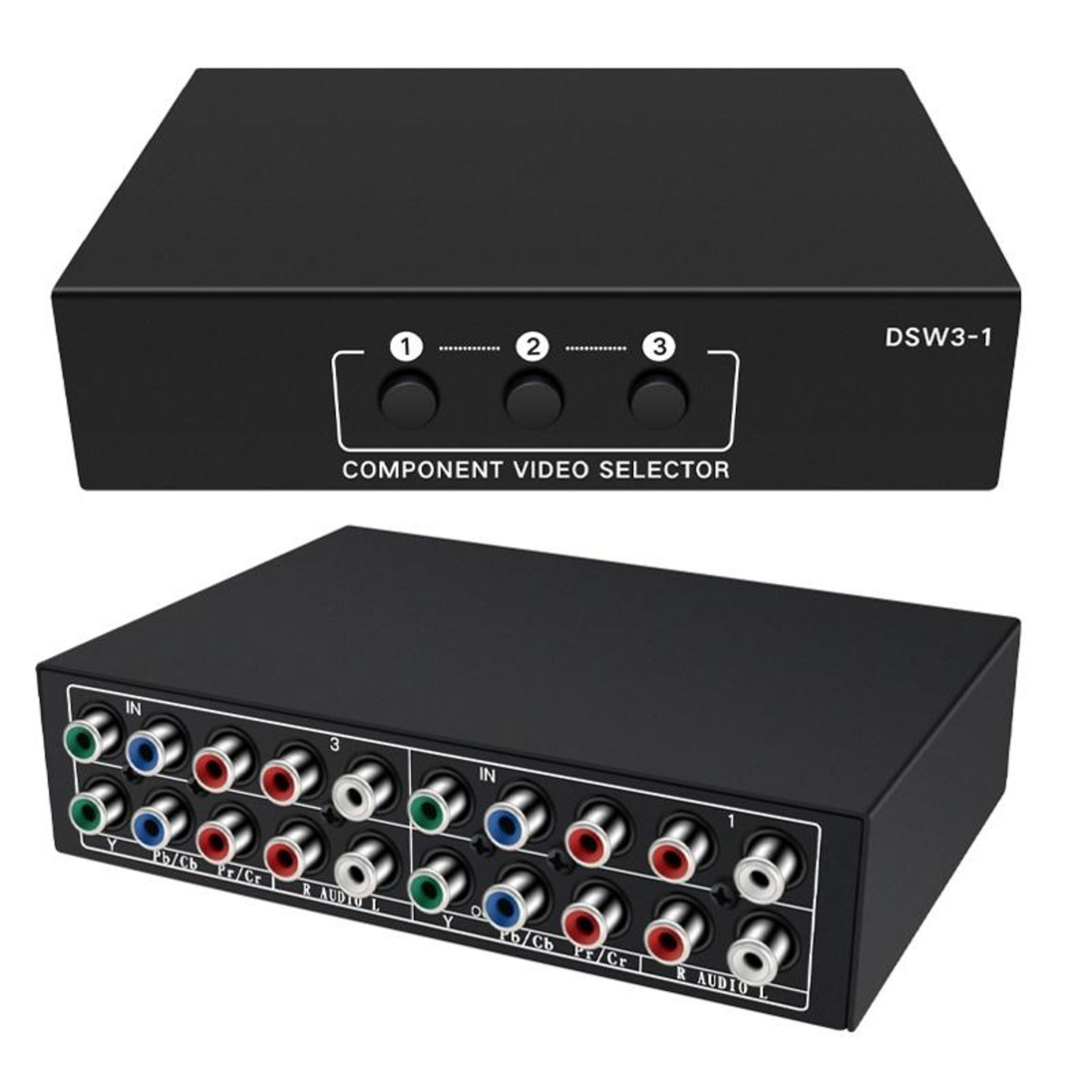 3-Port YPbPr Component Video Switch with Stereo Audio, Plug-and-Play 3 In 1 Out Selector – view 2