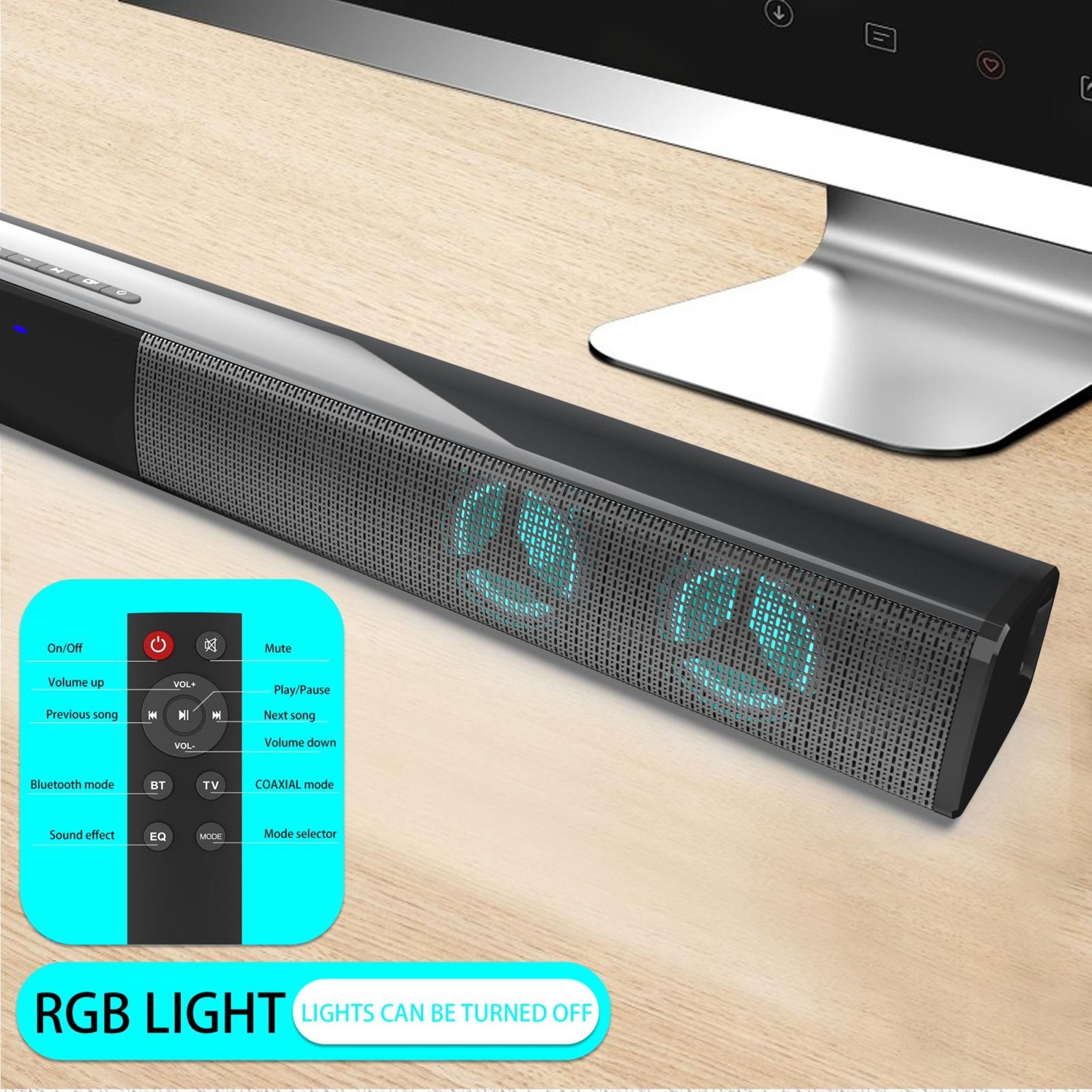 BS-28E Bluetooth Speaker with RGB Lights, 20W HiFi Sound and Remote Control – view 6