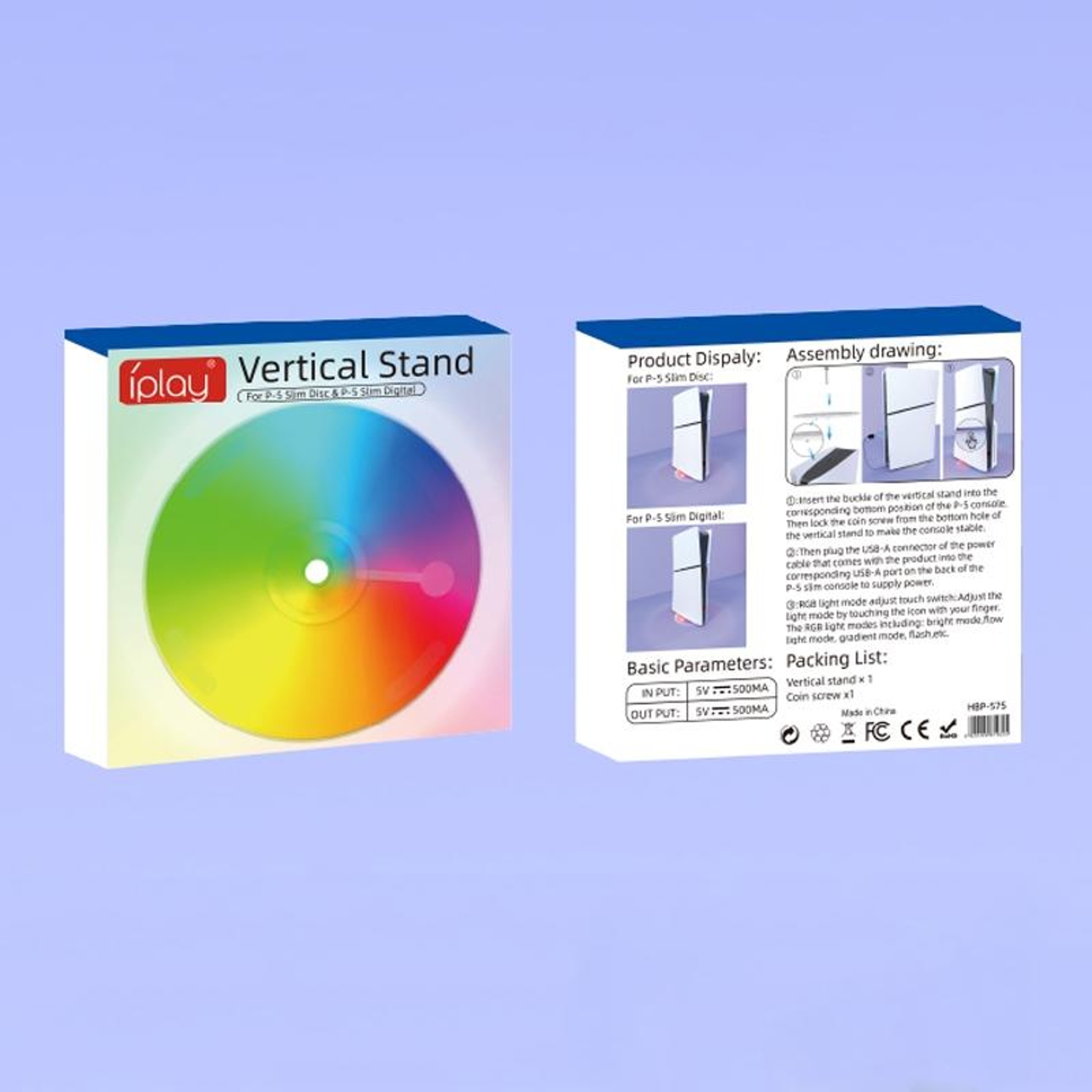 iPlay HBP-575 RGB PS5 Slim Vertical Stand with Touch Lighting and Anti-Slip Base – view 9