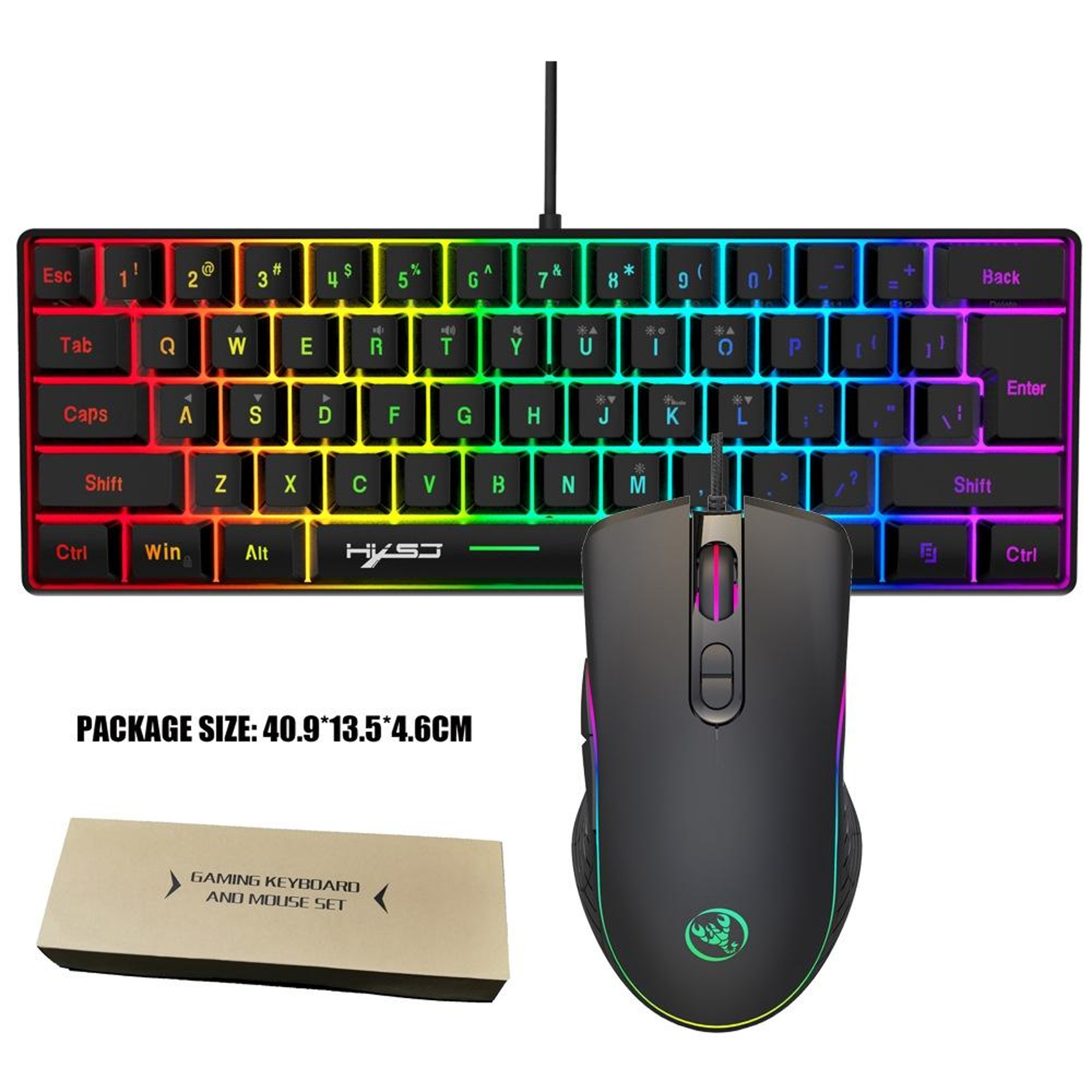 HXSJ V700B A867 RGB Gaming Keyboard and Mouse Combo with 61-Key Keyboard and 6400 DPI Mouse – view 3
