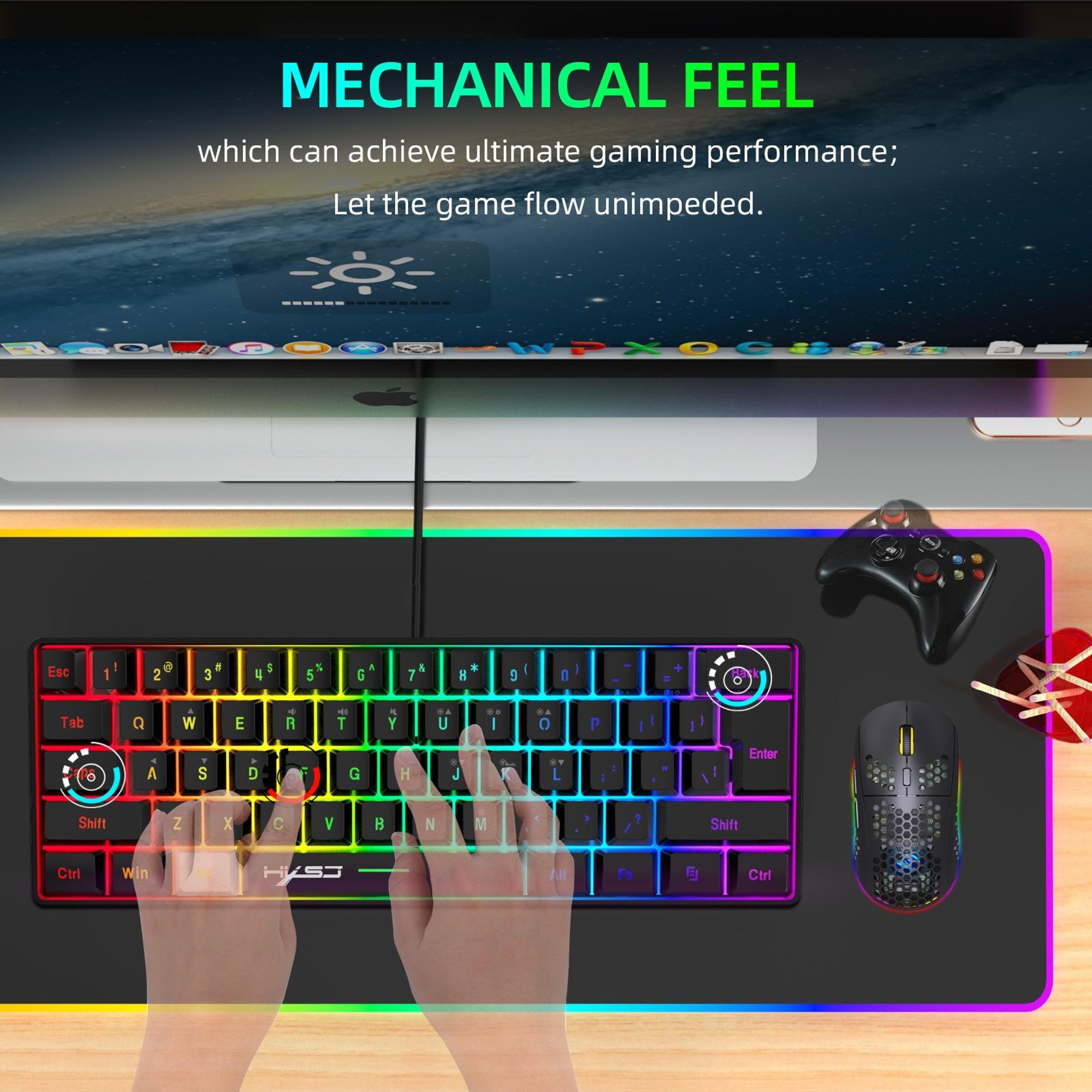 HXSJ V700B A867 RGB Gaming Keyboard and Mouse Combo with 61-Key Keyboard and 6400 DPI Mouse – view 8