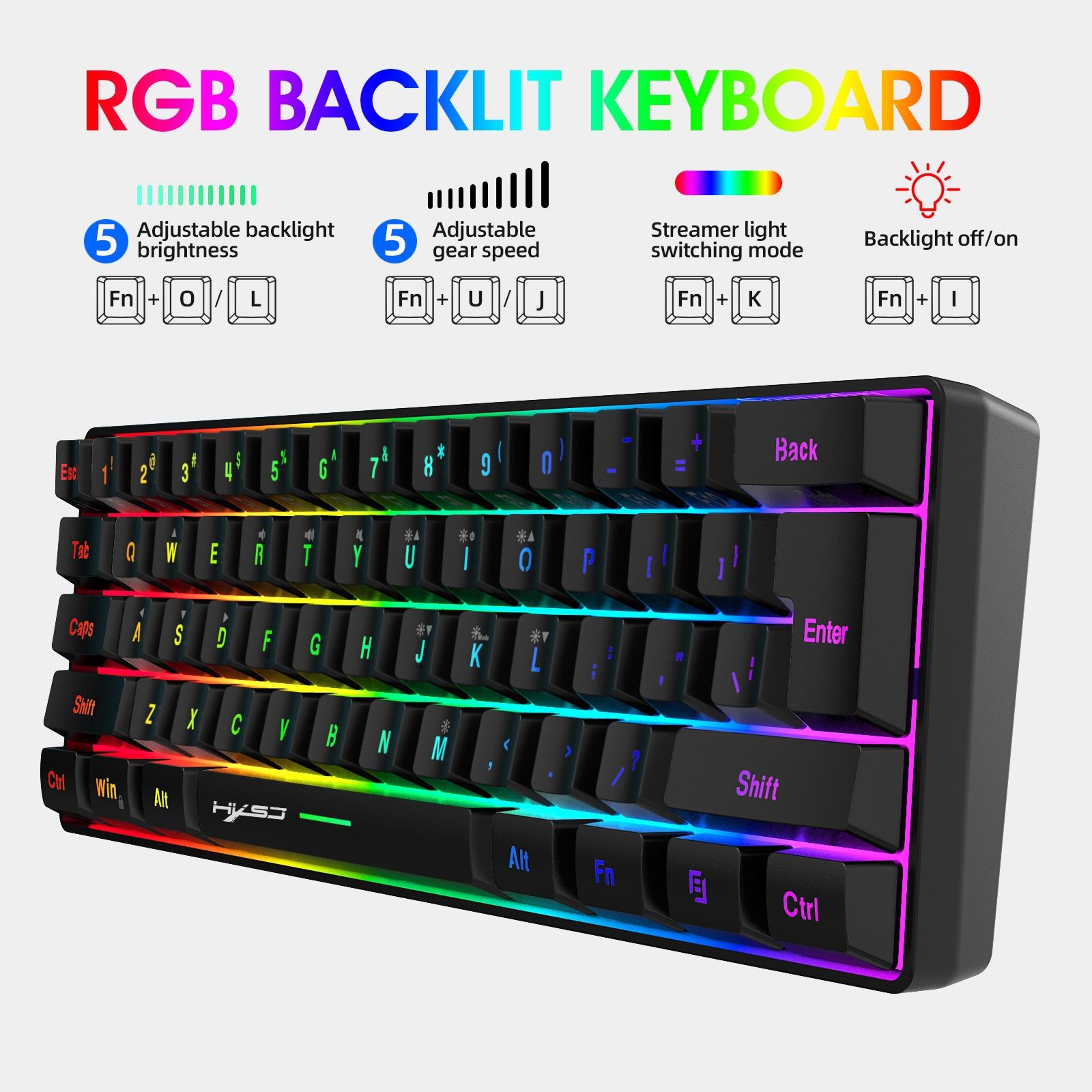 HXSJ V700B A867 RGB Gaming Keyboard and Mouse Combo with 61-Key Keyboard and 6400 DPI Mouse – view 9