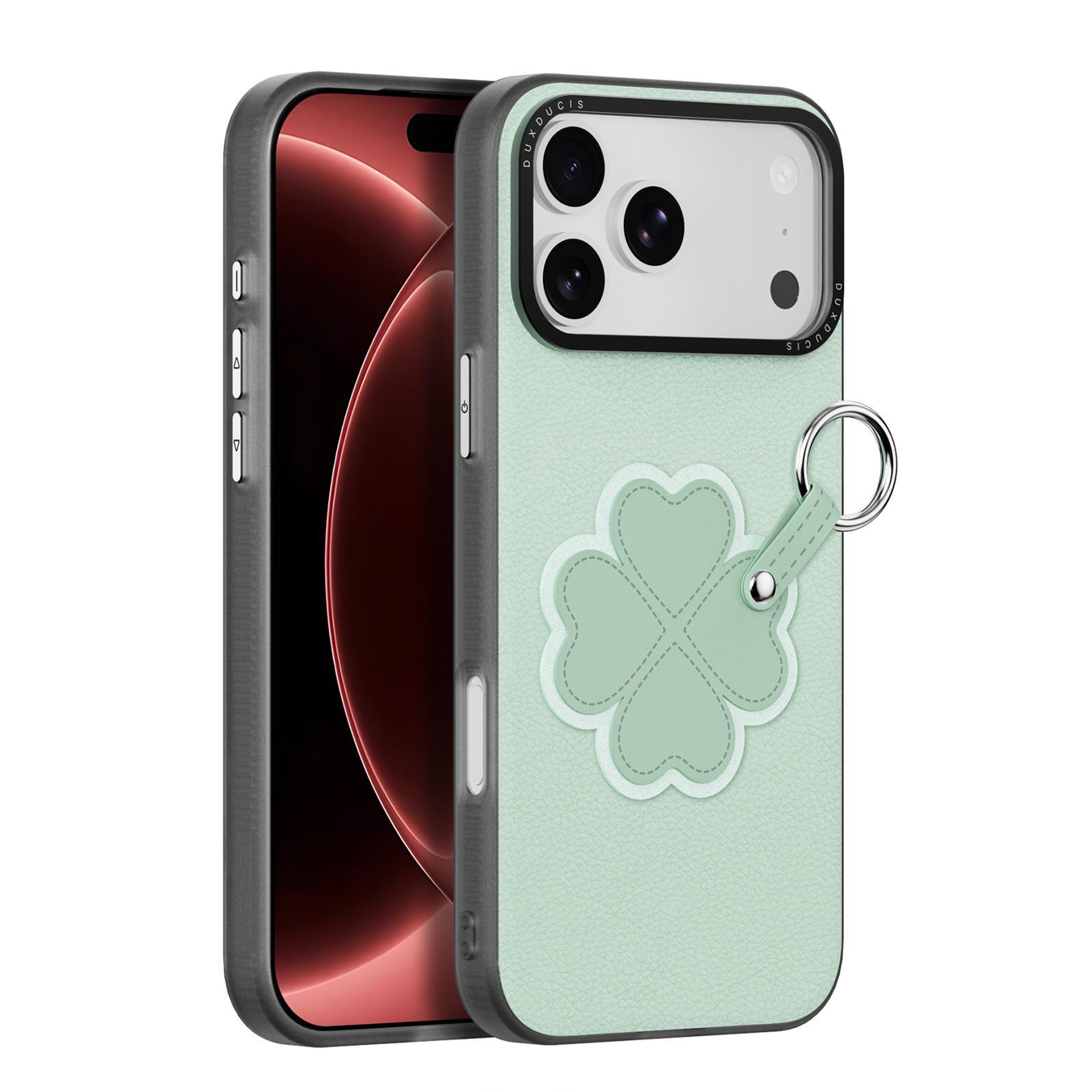 DUX DUCIS LUVY IPhone 18 Pro Case  With Ring And Lanyard Clover Green 2