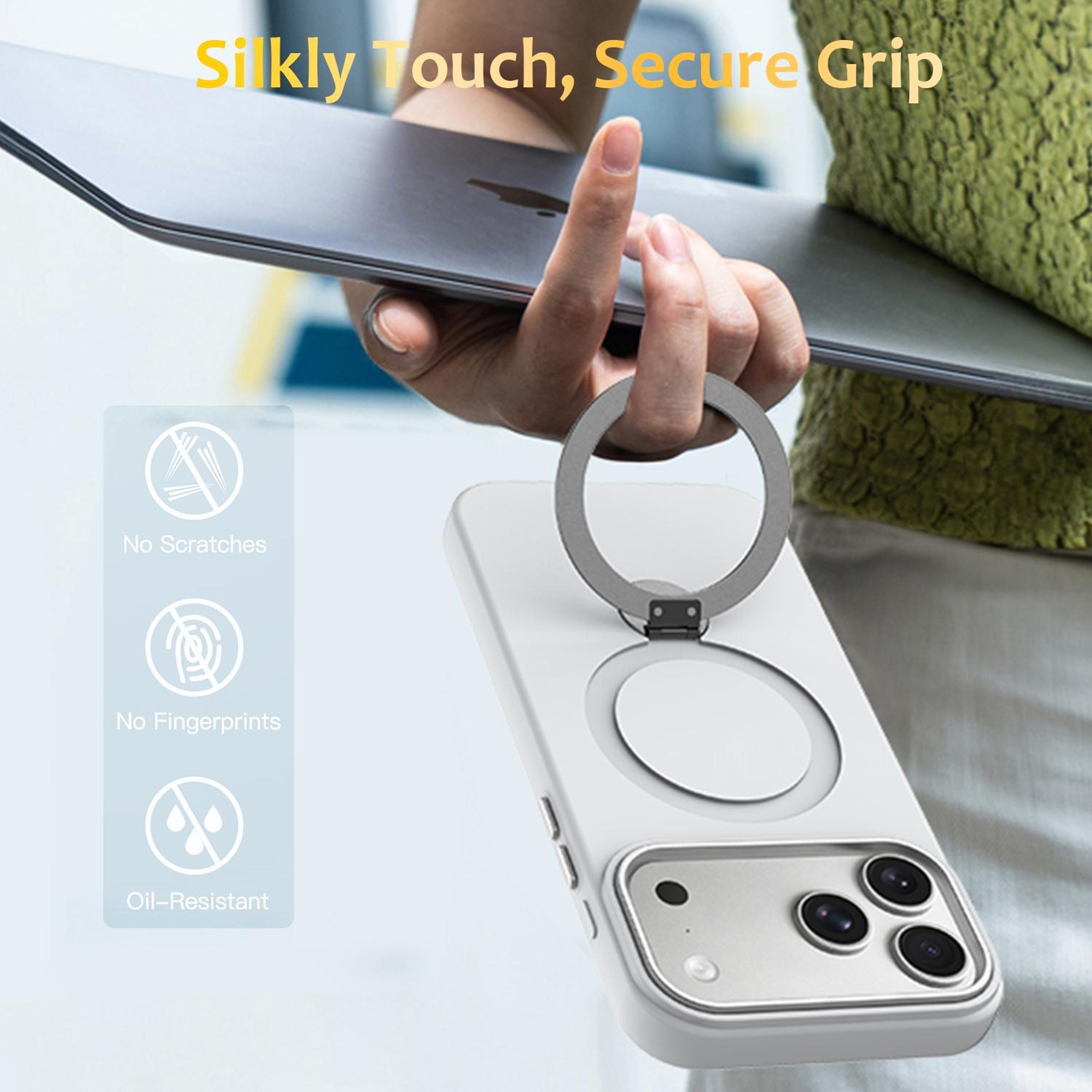 IPhone 18 Pro Hybrid TPU PC Case With 360 Ring Holder And Camera Protection 1