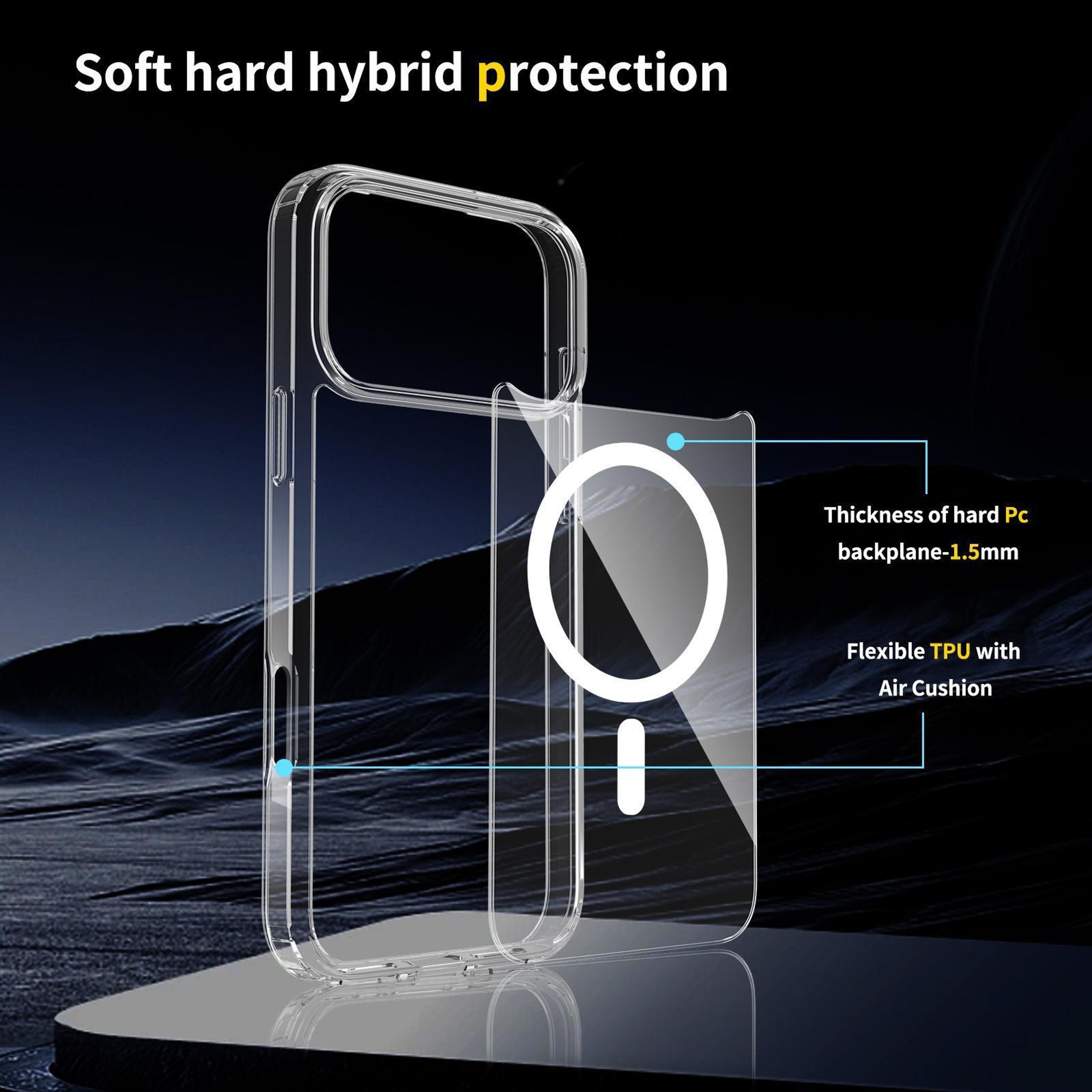 iPhone 18 Pro Max Case Clear MagSafe Hybrid TPU PC Scratchproof Cover – view 4