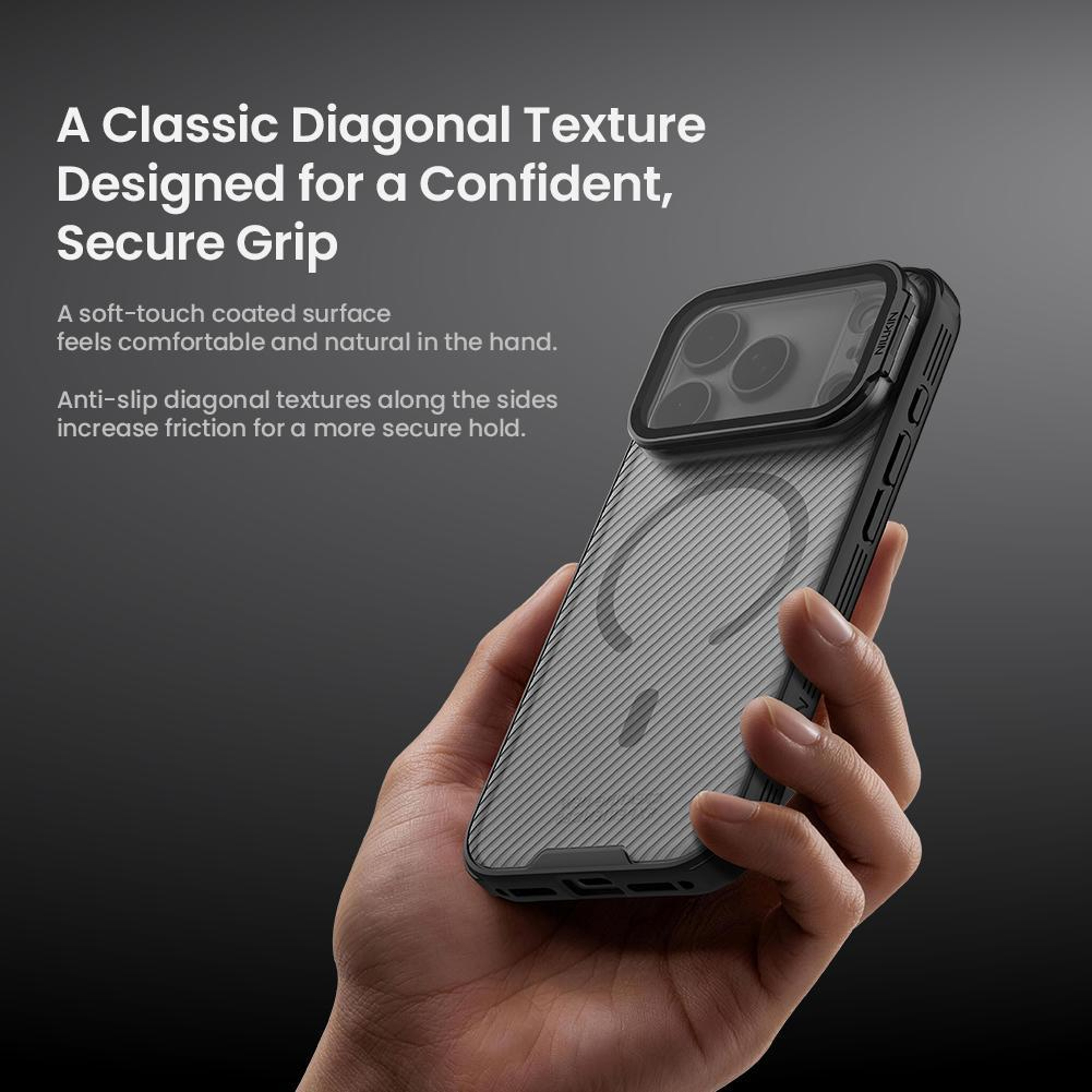 NILLKIN CamShield MagSafe iPhone 18 Pro Case with Camera Cover and Textured Clear Back – view 9
