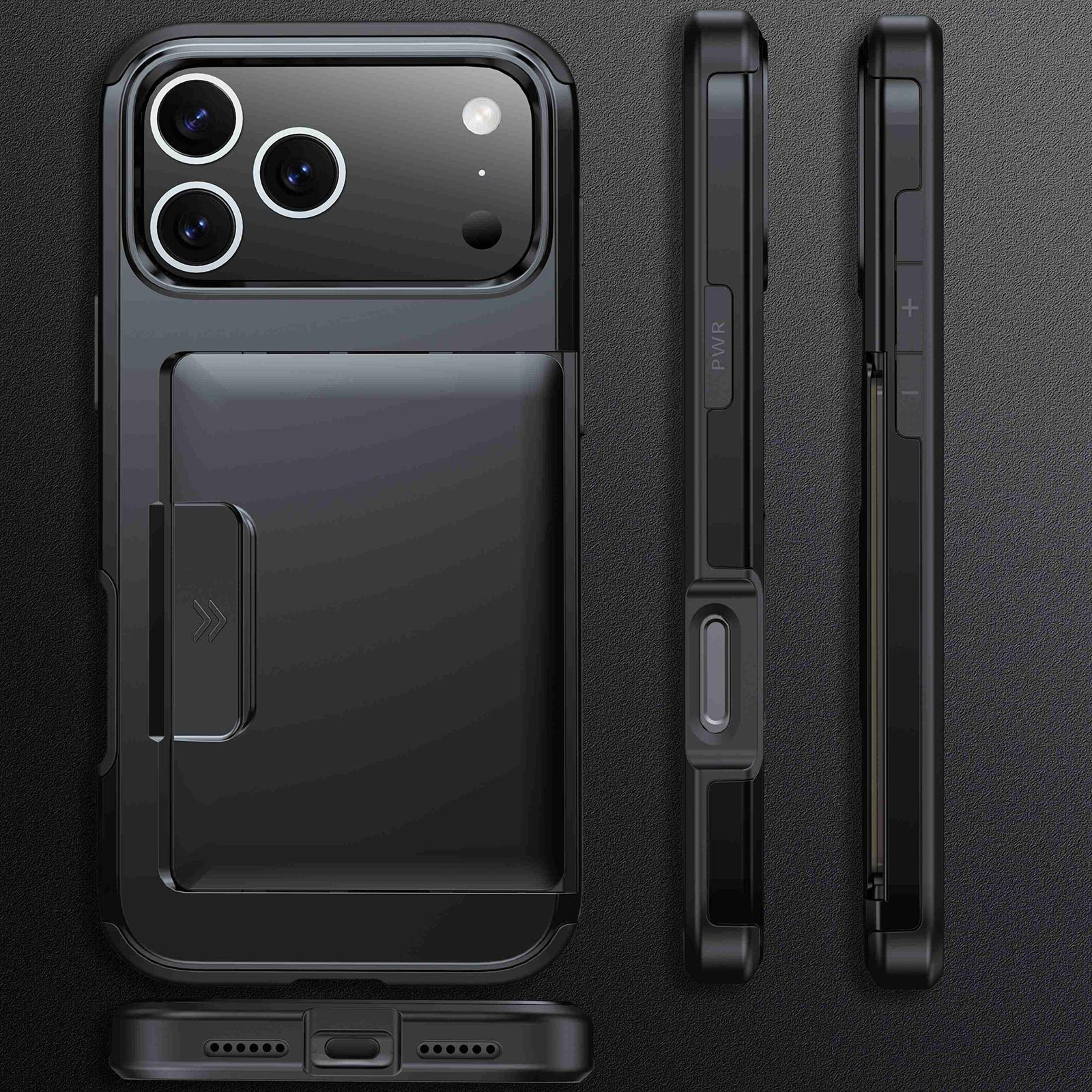 IPhone 18 Pro Max Wallet Case With Sliding Card Holder And Hybrid PC TPU Protection 1