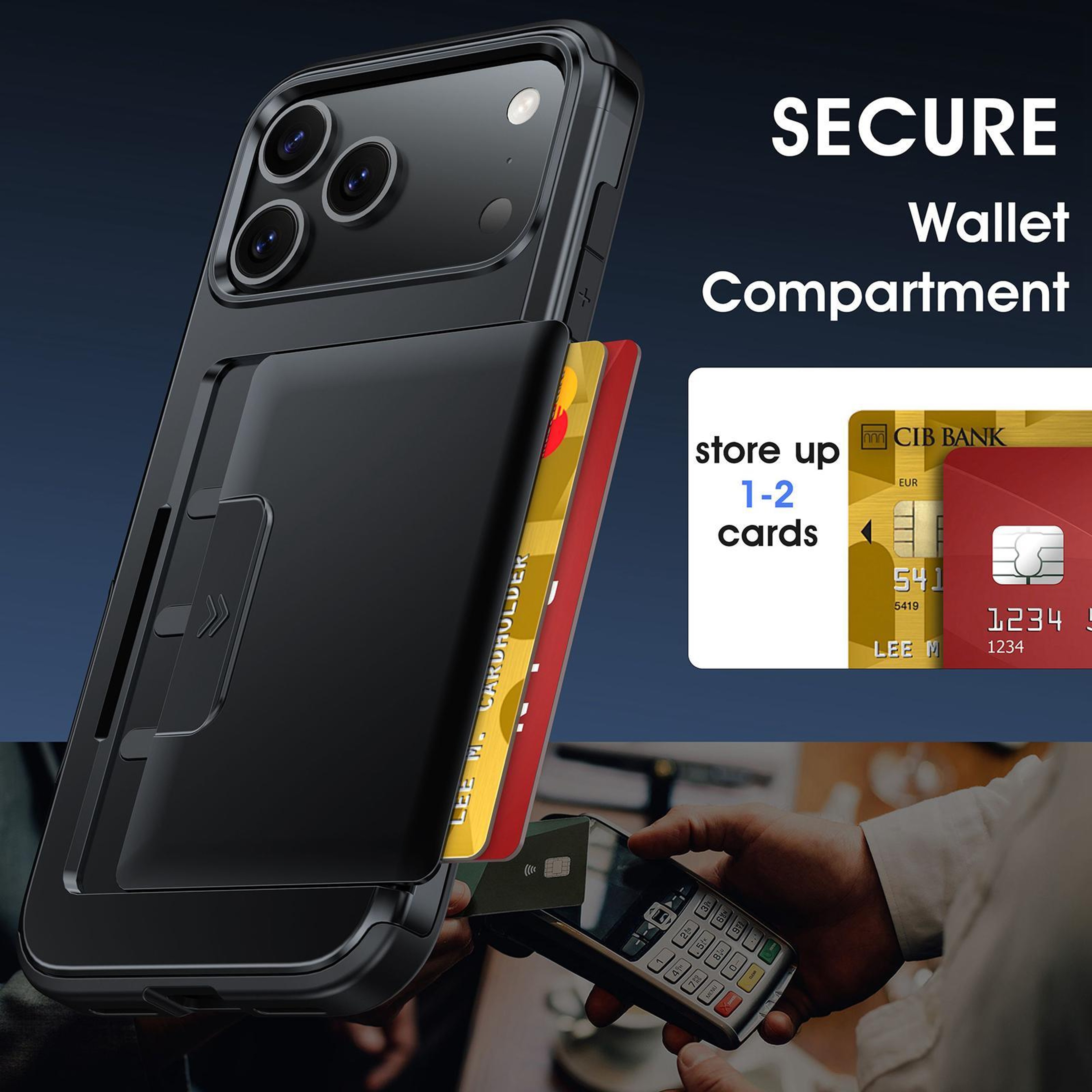 IPhone 18 Pro Max Wallet Case With Sliding Card Holder And Hybrid PC TPU Protection 4
